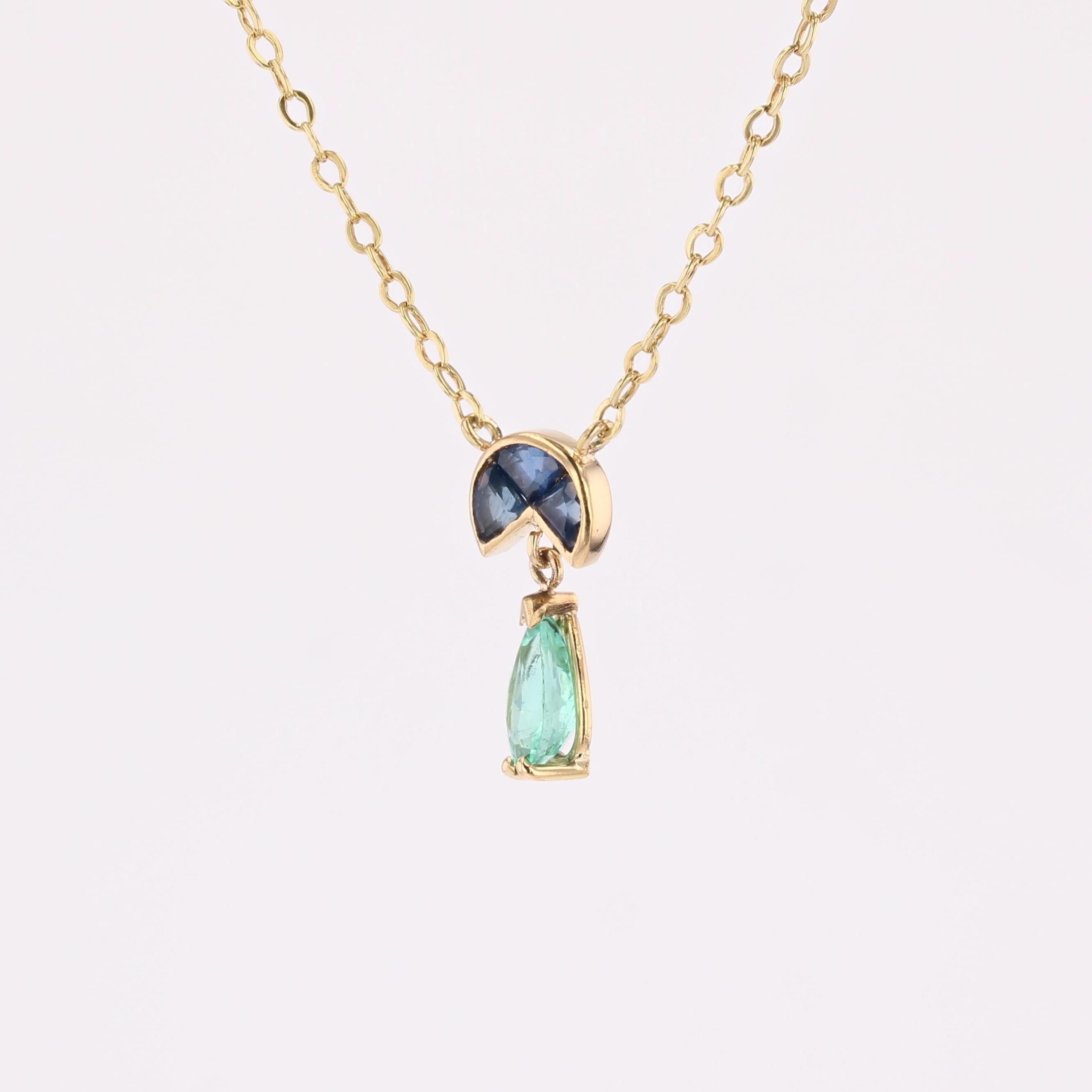 Taille poire Baume Creation Collier en or jaune 18 carats Tourmaline Paraiba Saphir en vente
