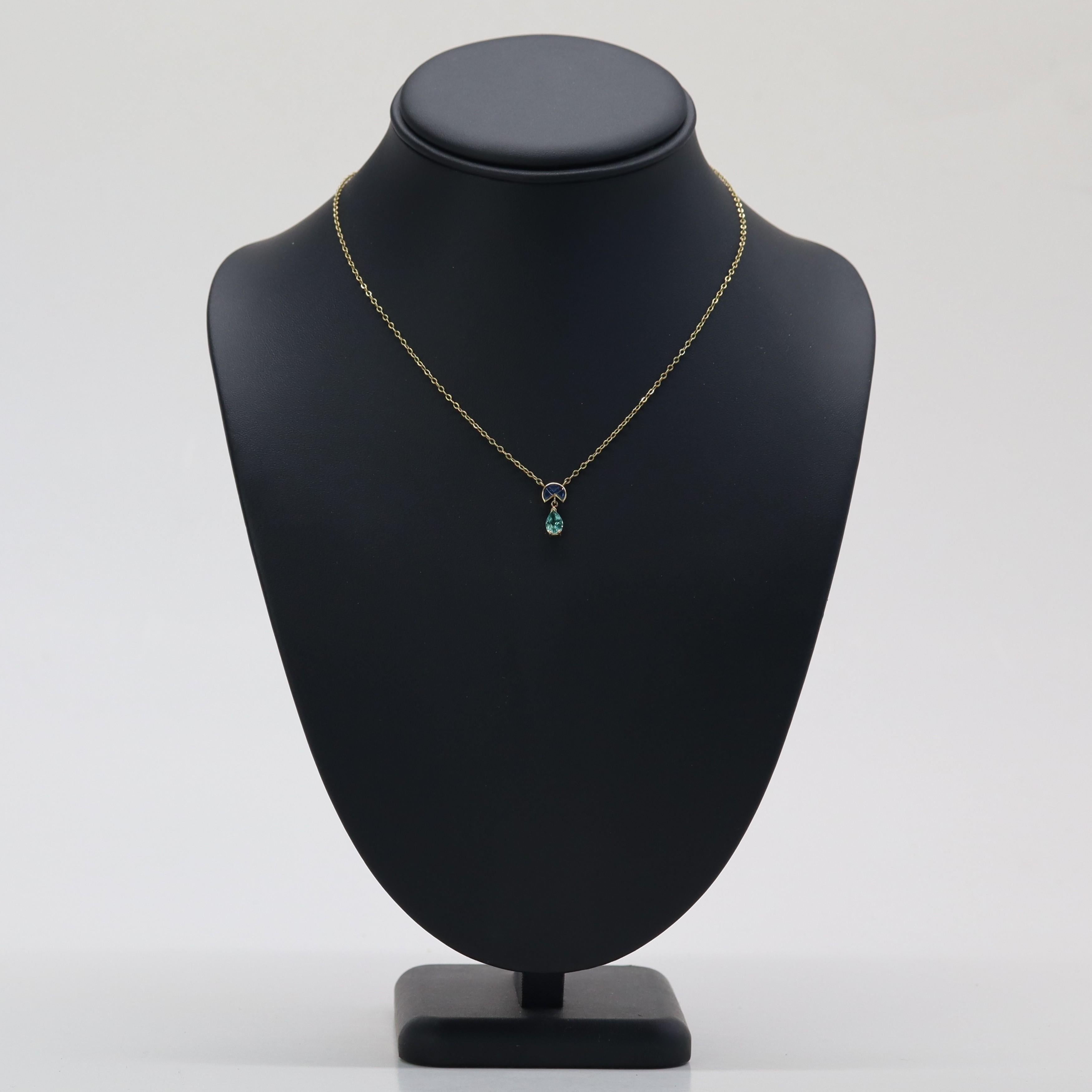 Baume Creation Collier en or jaune 18 carats Tourmaline Paraiba Saphir Neuf - En vente à Poitiers, FR