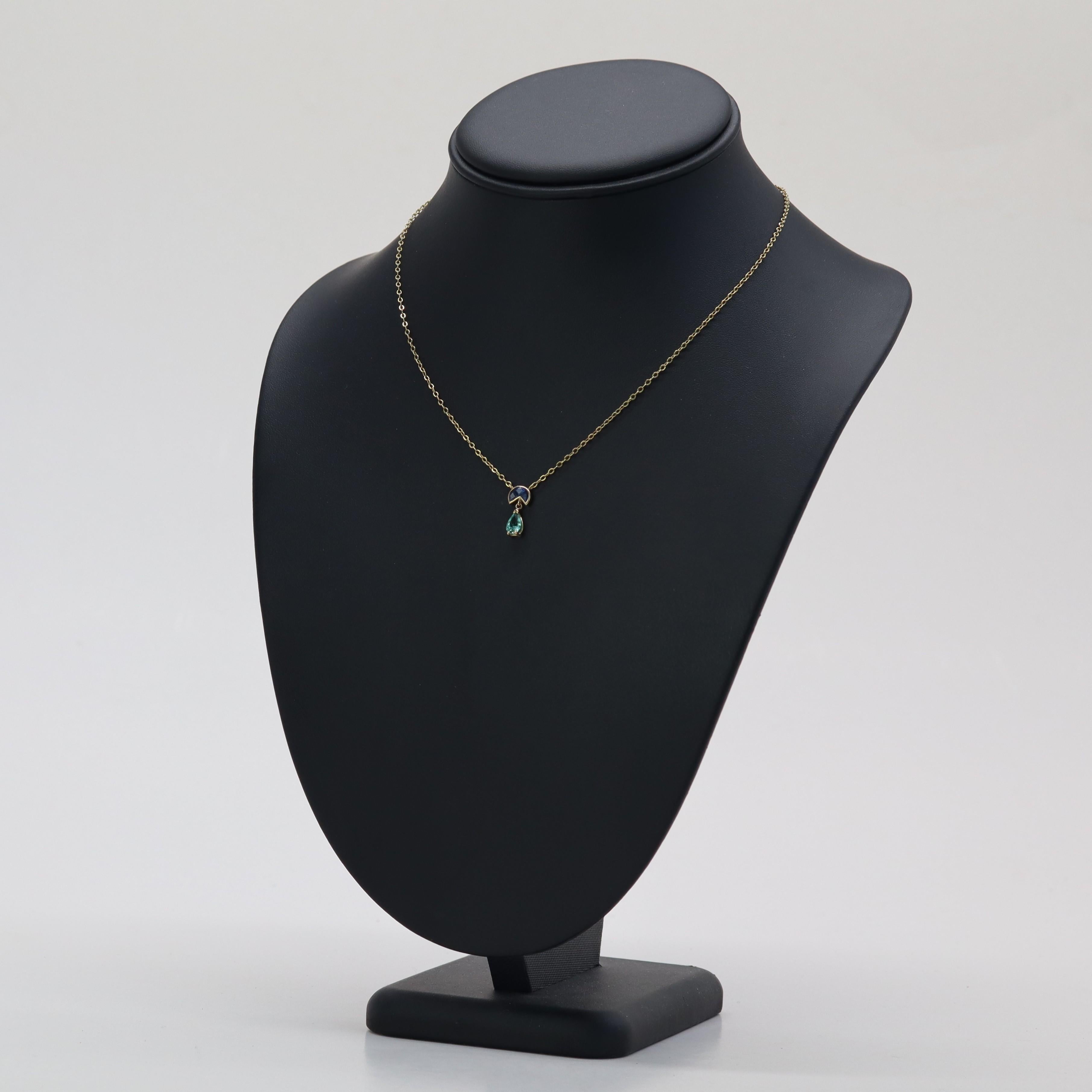 Baume Creation Collier en or jaune 18 carats Tourmaline Paraiba Saphir Pour femmes en vente