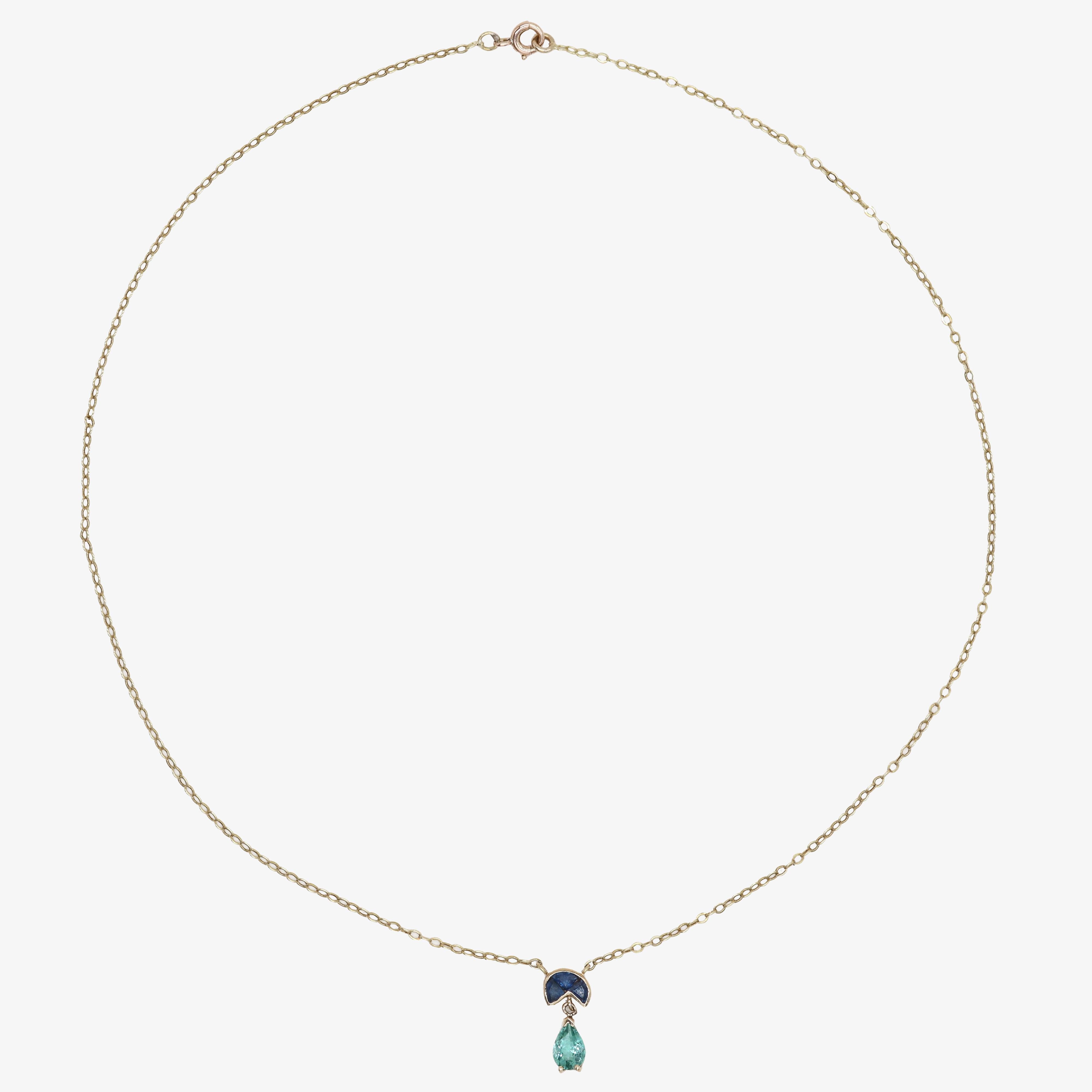 Baume Creation Collier en or jaune 18 carats Tourmaline Paraiba Saphir en vente 1