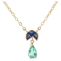 Baume Creation Collier en or jaune 18 carats Tourmaline Paraiba Saphir
