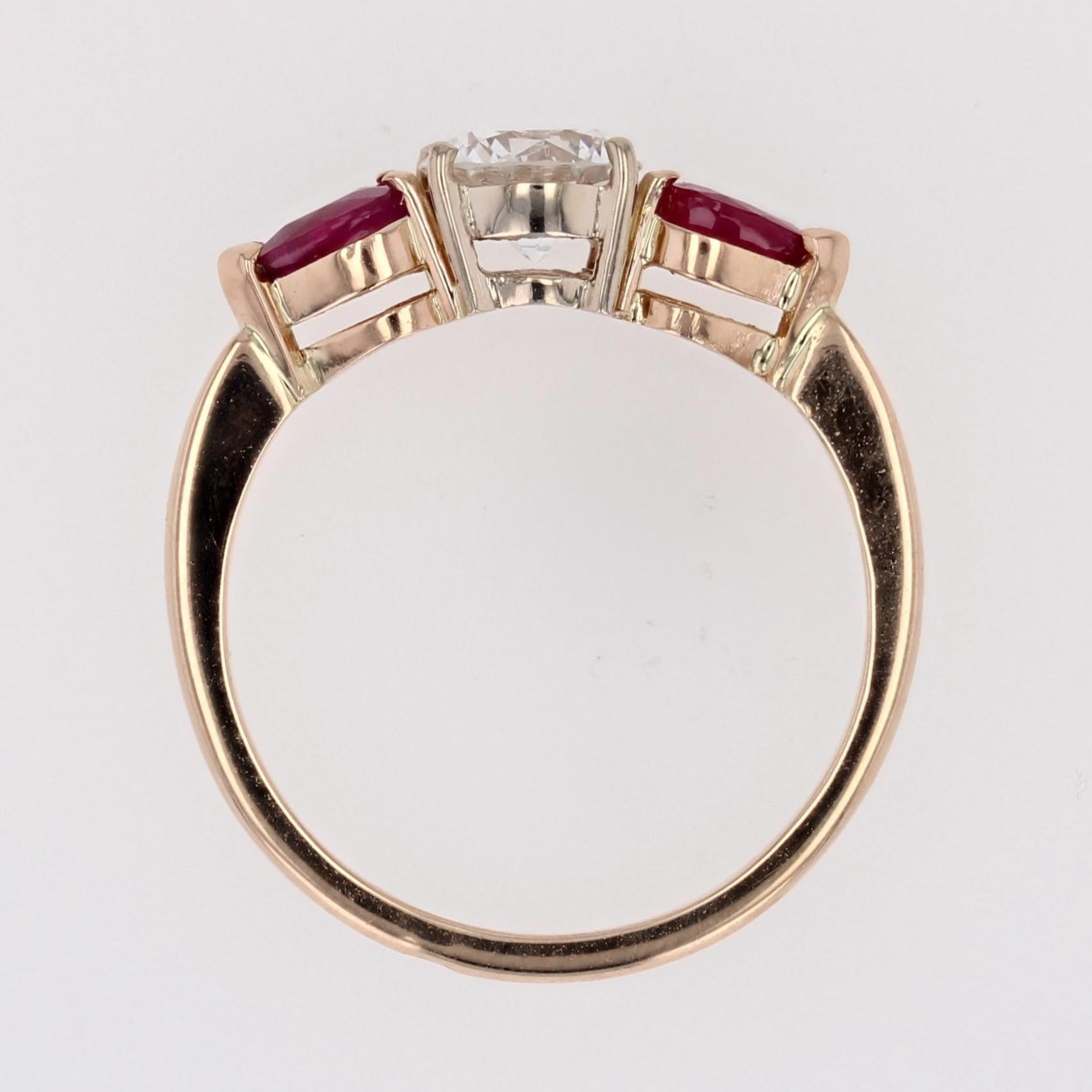 Baume Creation Rubies E.VVS Diamond Yellow Gold Trilogy Ring For Sale 5
