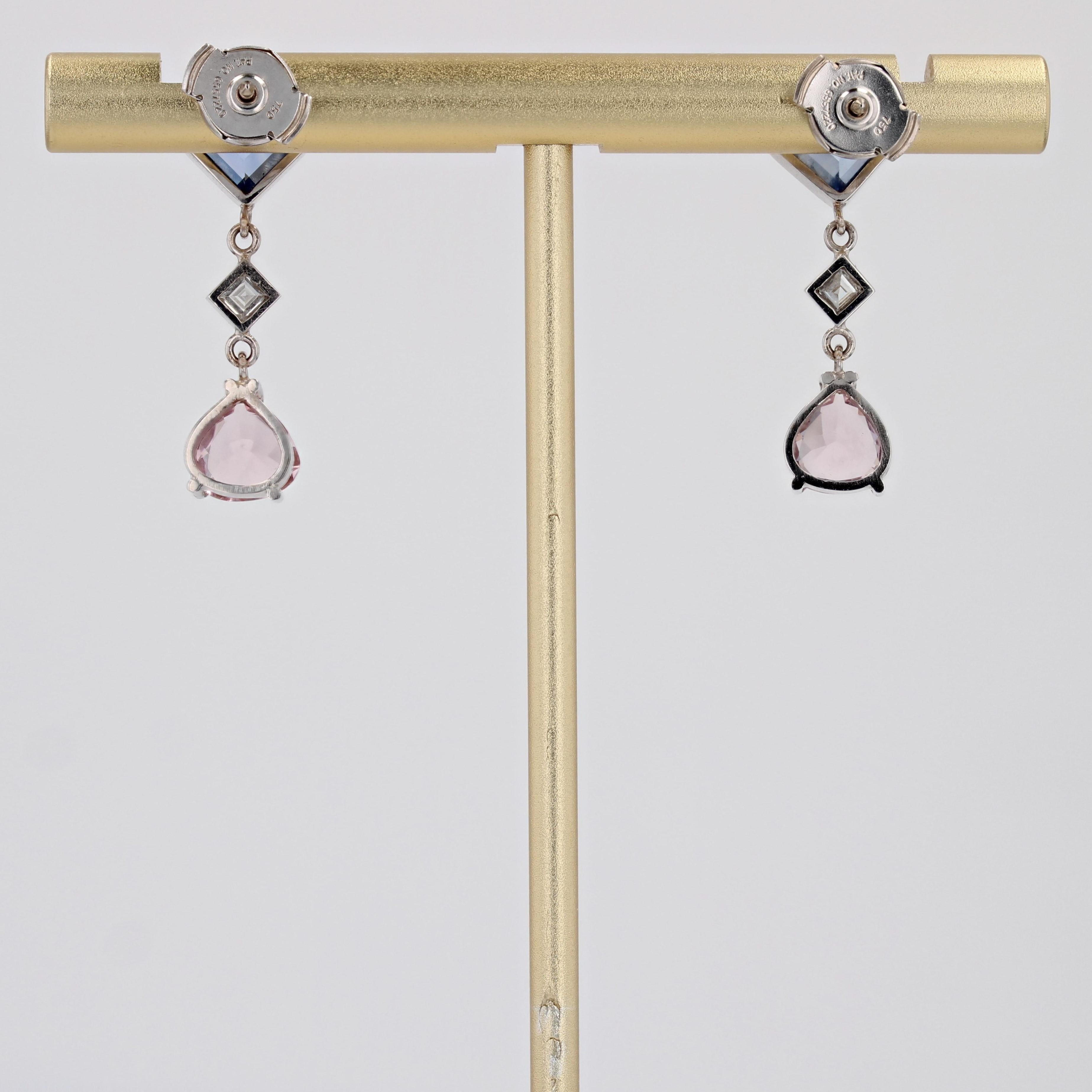 Baume Creation Saphir-Diamant- Morganit-Ohrringe aus 18 Karat Weißgold mit Anhänger im Angebot 5