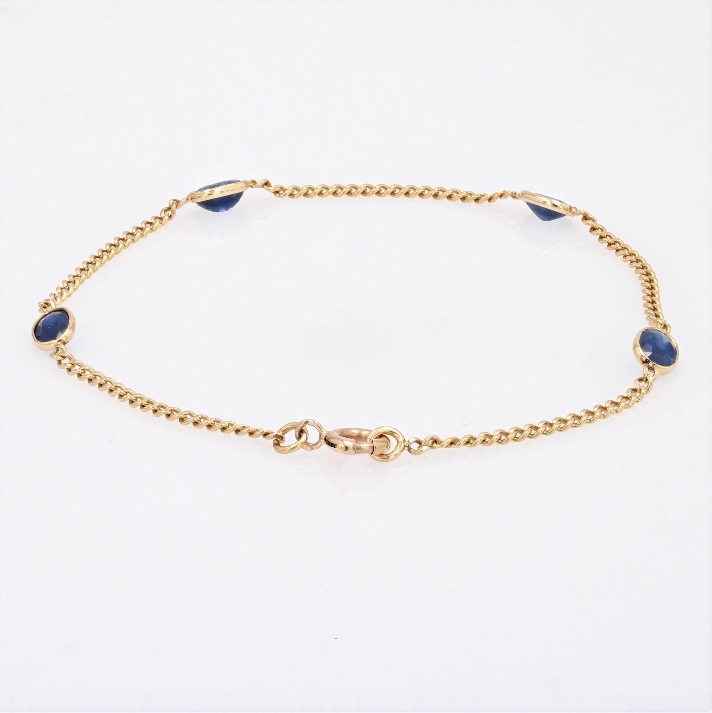 Baume Creation Sapphires 18 Karat Yellow Gold Chain Bracelet For Sale 4