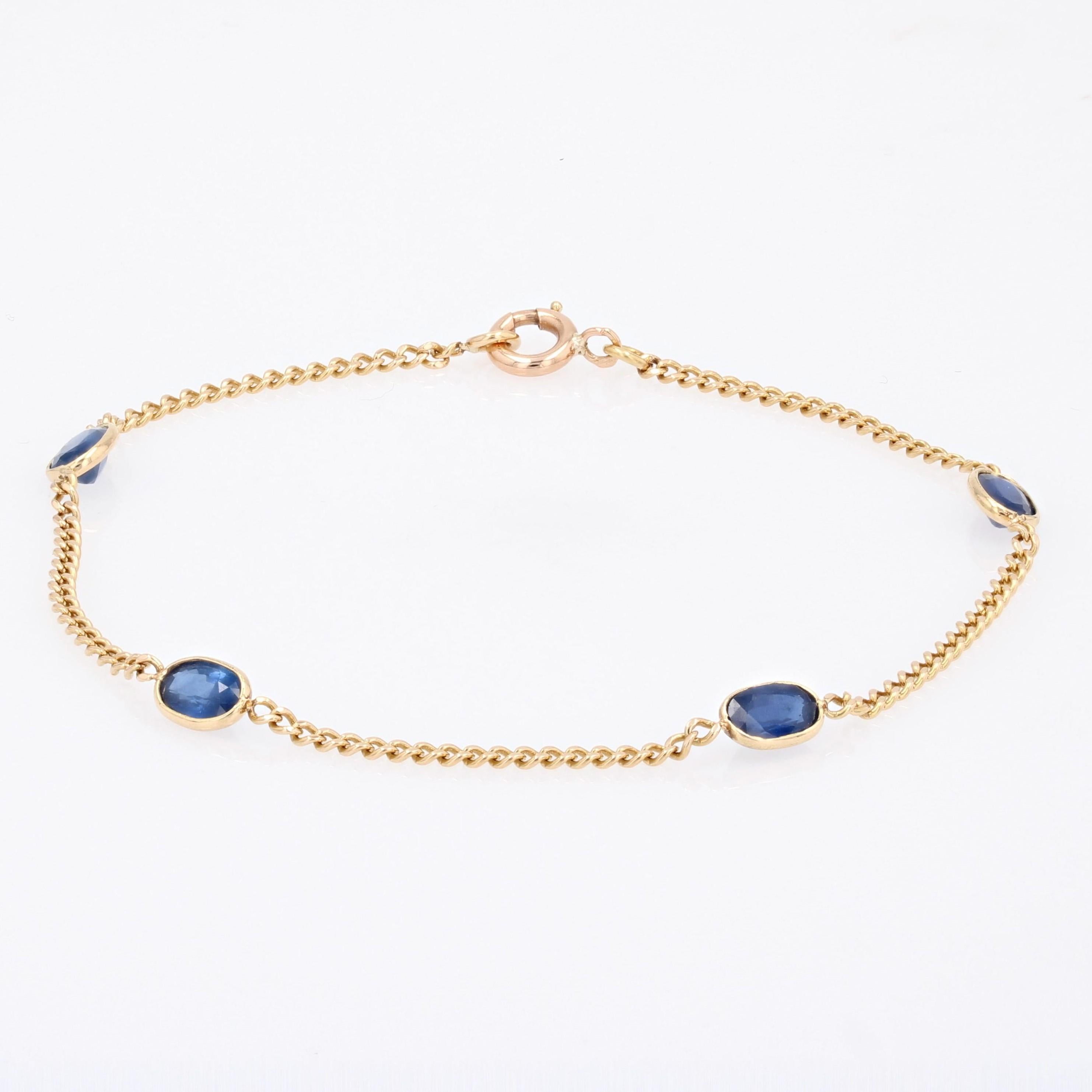 Oval Cut Baume Creation Sapphires 18 Karat Yellow Gold Chain Bracelet For Sale
