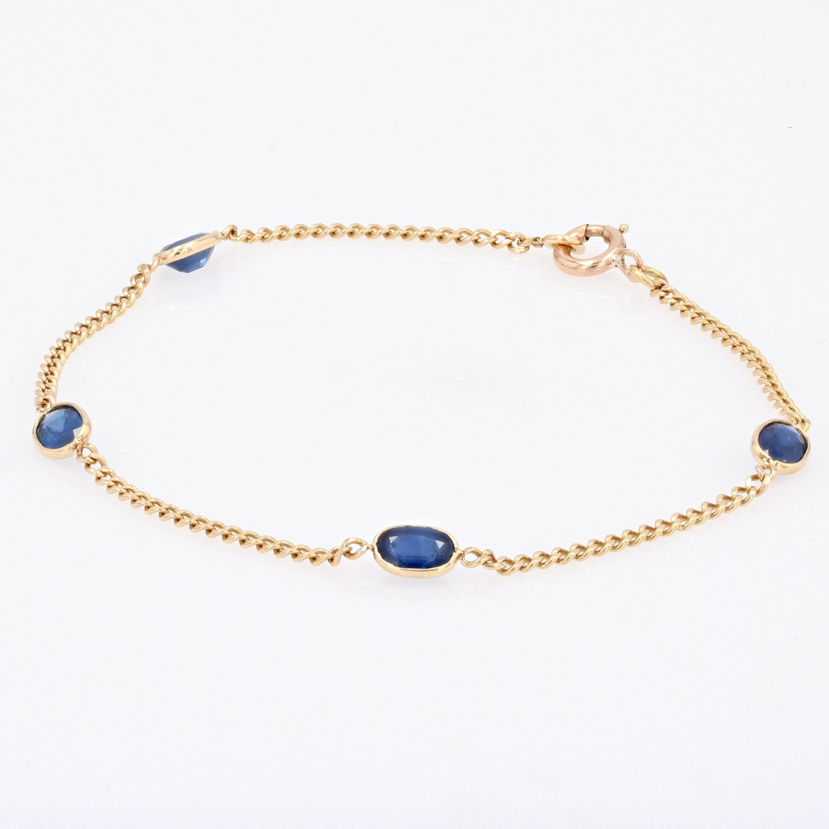 Baume Creation Sapphires 18 Karat Yellow Gold Chain Bracelet In New Condition For Sale In Poitiers, FR