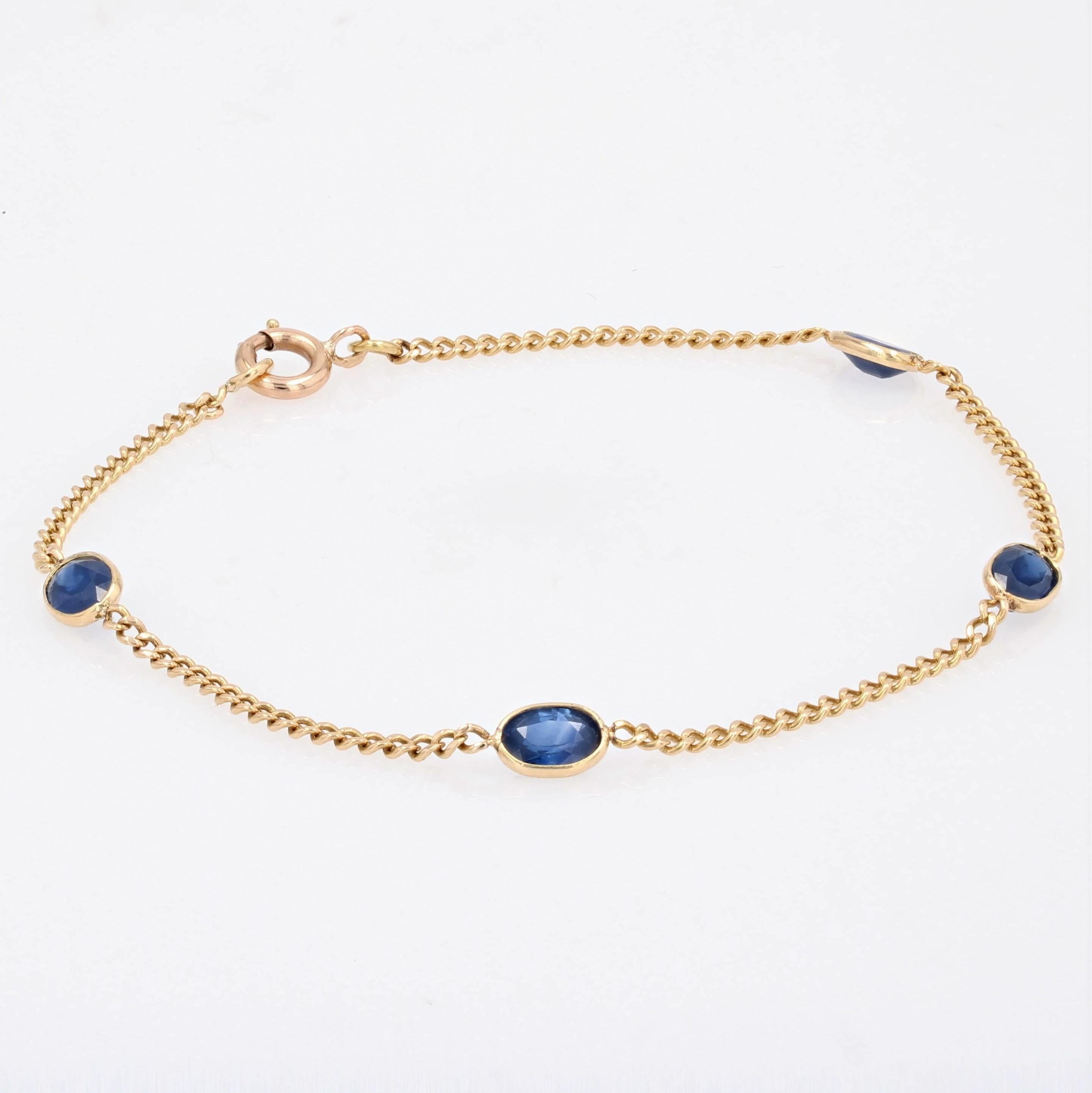 Women's Baume Creation Sapphires 18 Karat Yellow Gold Chain Bracelet For Sale
