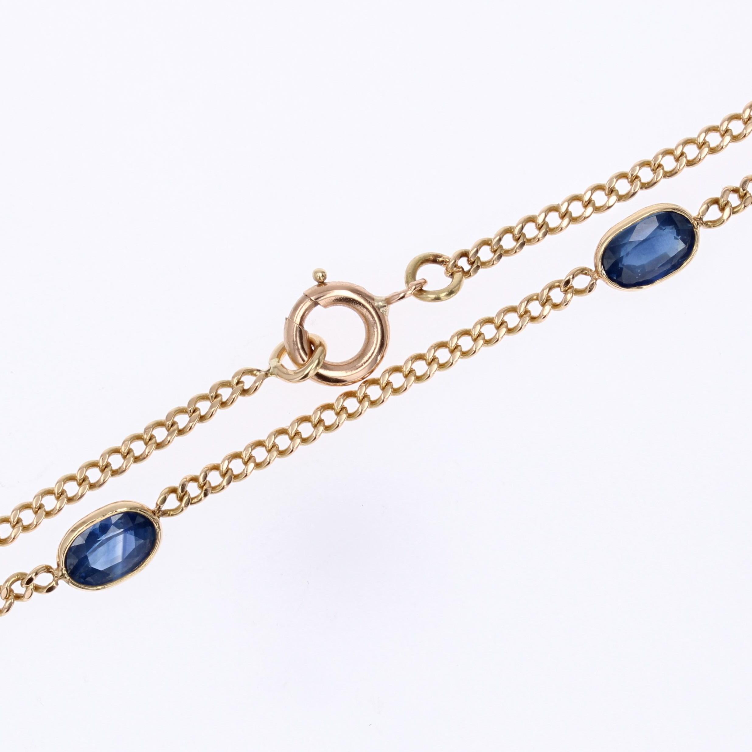 Baume Creation Sapphires 18 Karat Yellow Gold Chain Bracelet For Sale 3