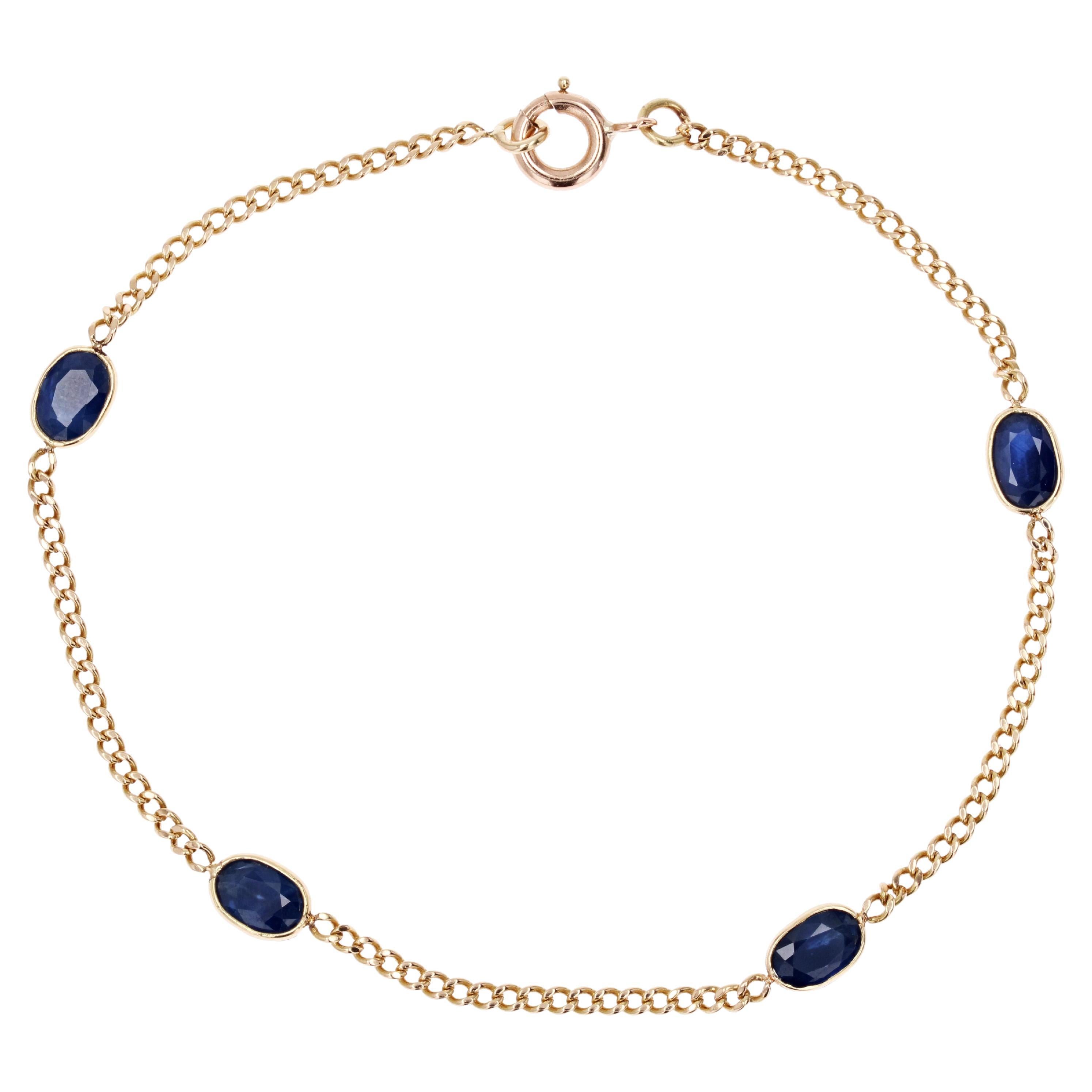Baume Creation Sapphires 18 Karat Yellow Gold Chain Bracelet For Sale