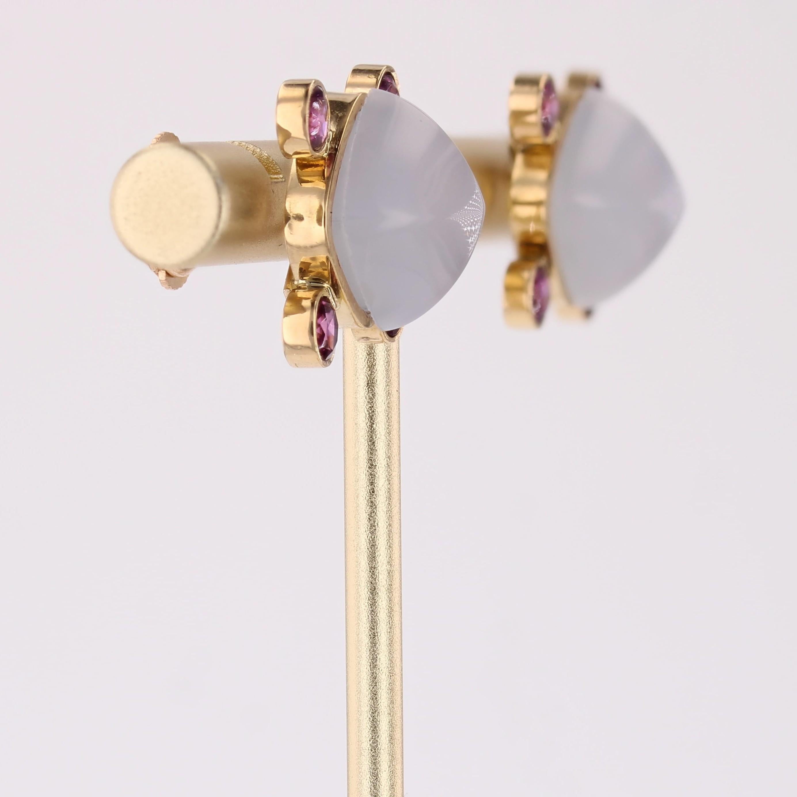 Baume Creation Boucles d'oreilles or jaune 18 carats grenat calcédoine Sugarloaf en vente 2