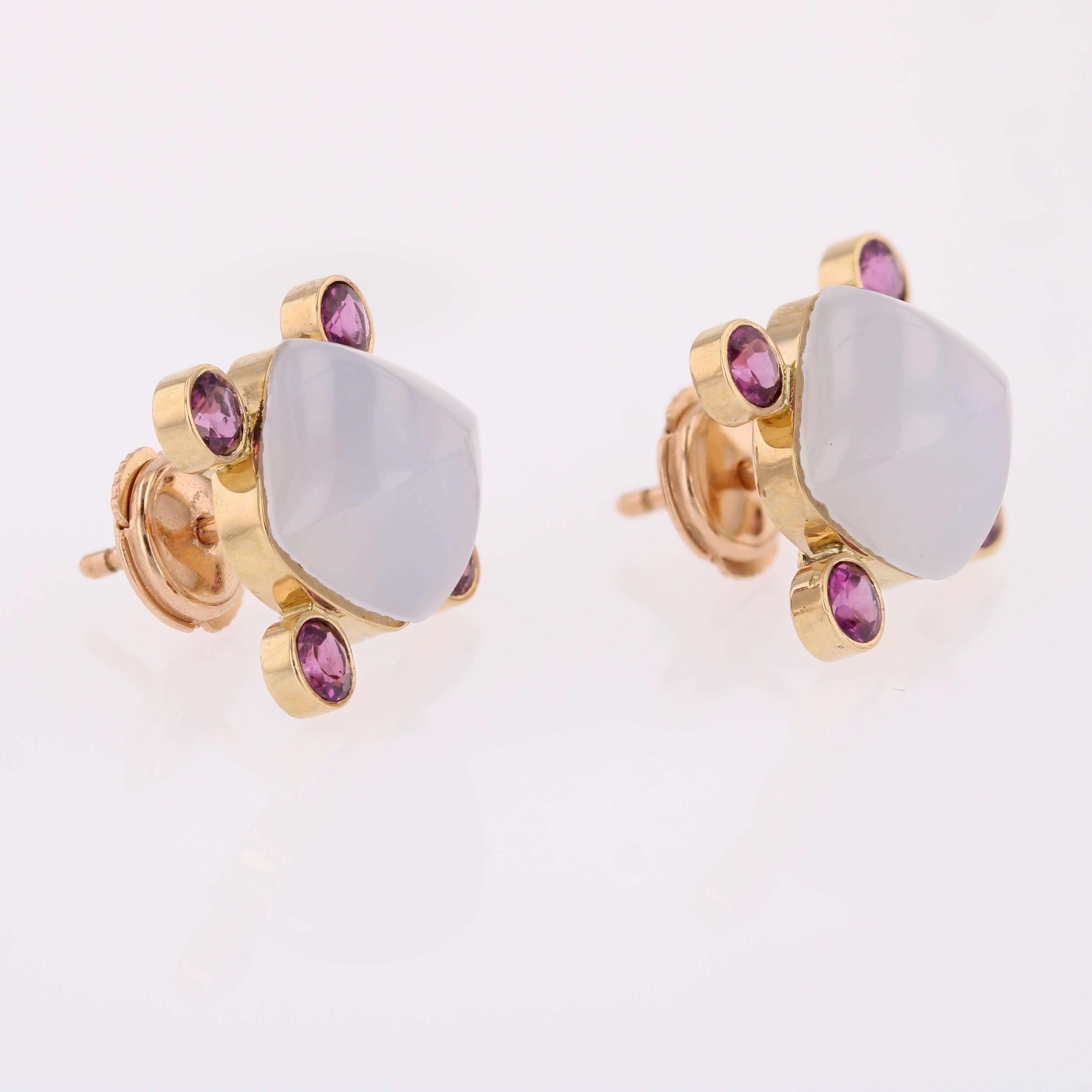 Baume Creation Boucles d'oreilles or jaune 18 carats grenat calcédoine Sugarloaf en vente 3