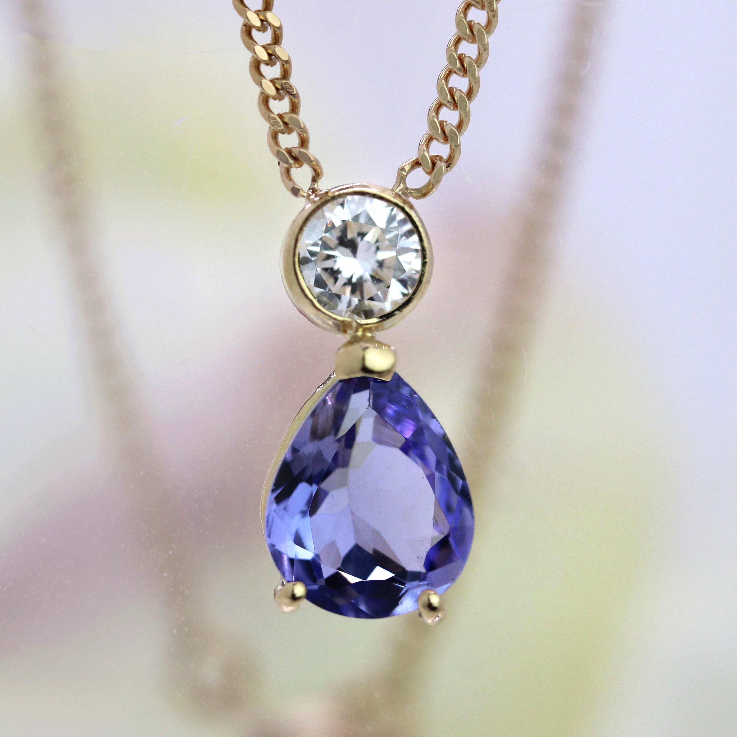 Baume Creation Collier en or jaune 18 carats Tanzanite Diamant en vente 4