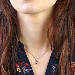 Baume Creation Tanzanite Diamond 18 Karat Yellow Gold Necklace