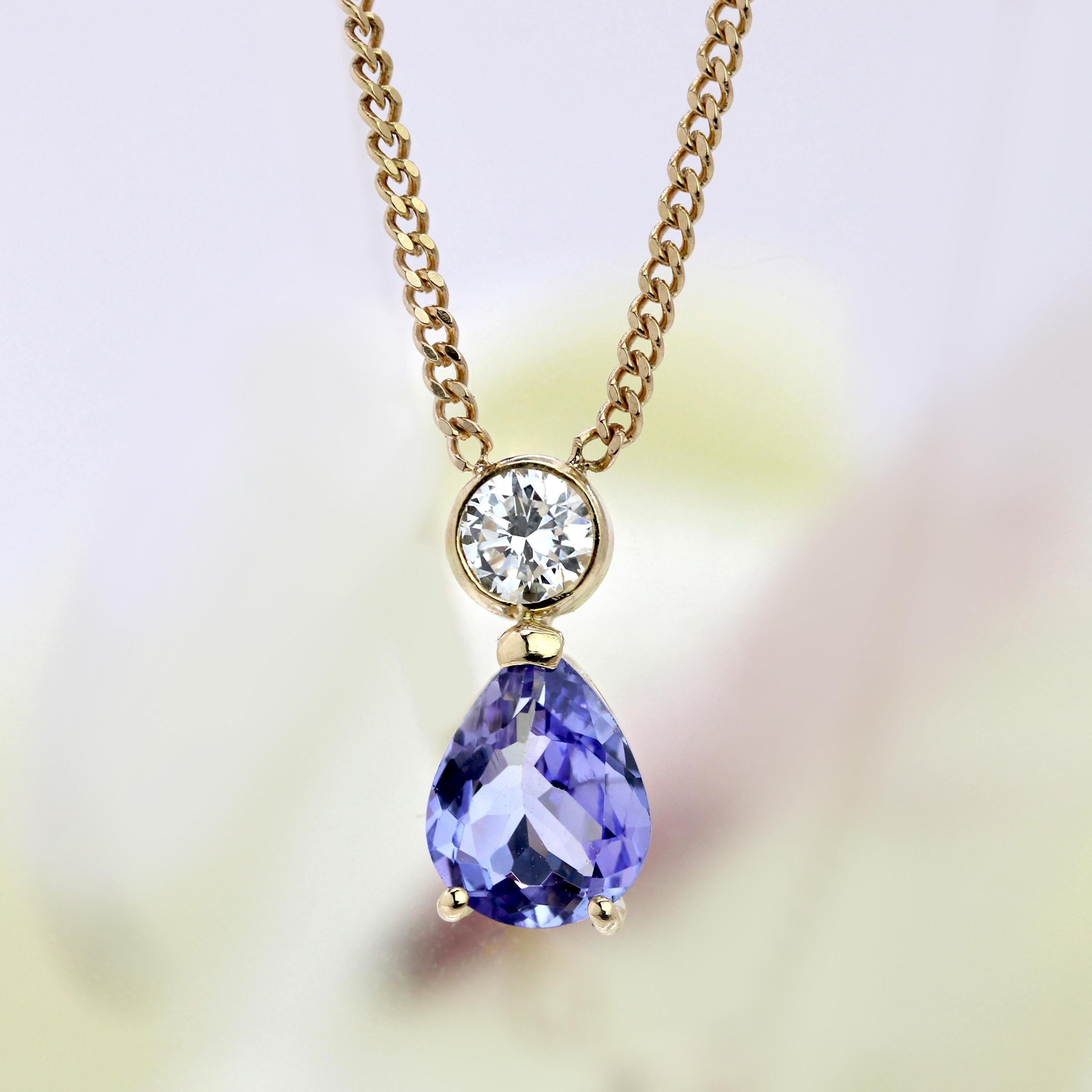 Moderne Baume Creation Collier en or jaune 18 carats Tanzanite Diamant en vente