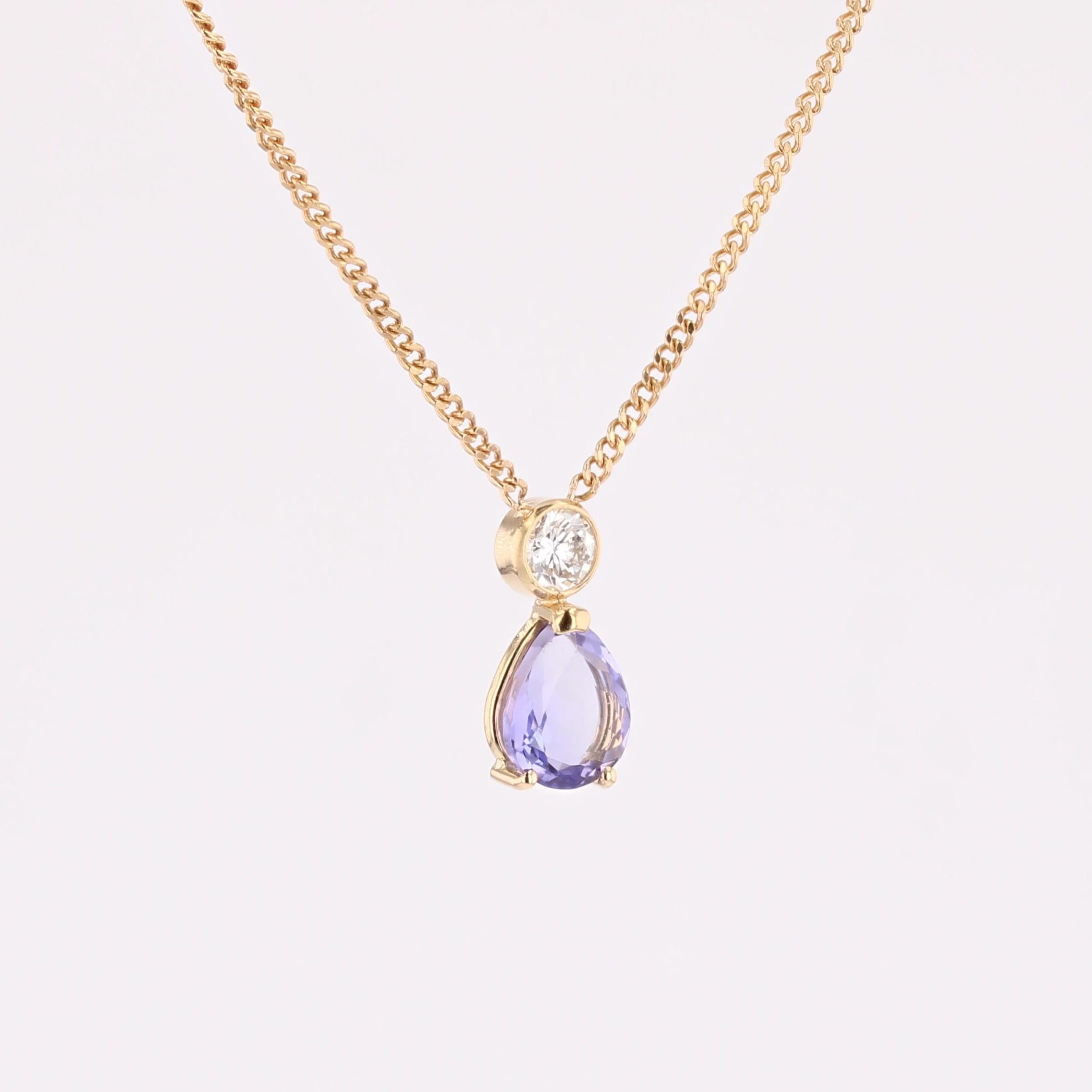 Baume Creation Collier en or jaune 18 carats Tanzanite Diamant Neuf - En vente à Poitiers, FR