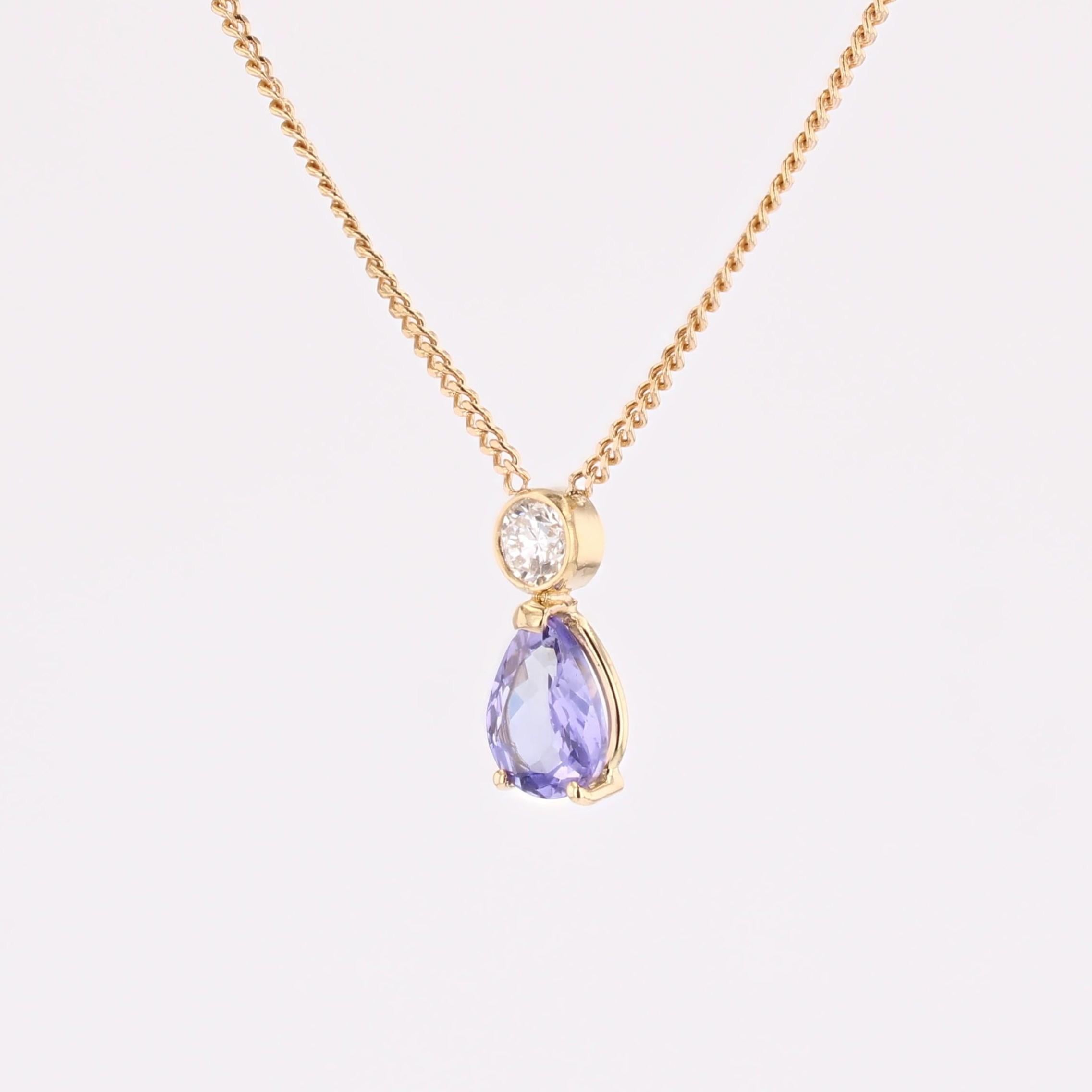Baume Creation Collier en or jaune 18 carats Tanzanite Diamant Pour femmes en vente
