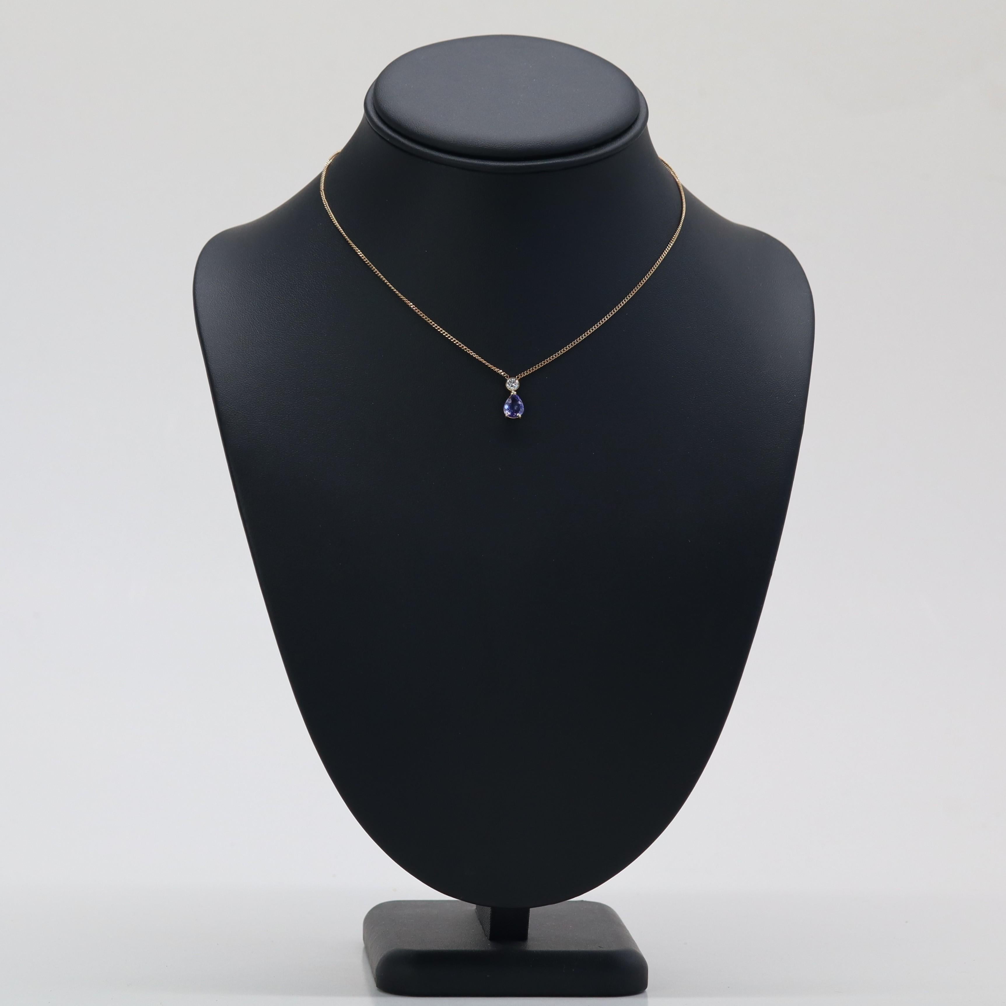 Baume Creation Collier en or jaune 18 carats Tanzanite Diamant en vente 1