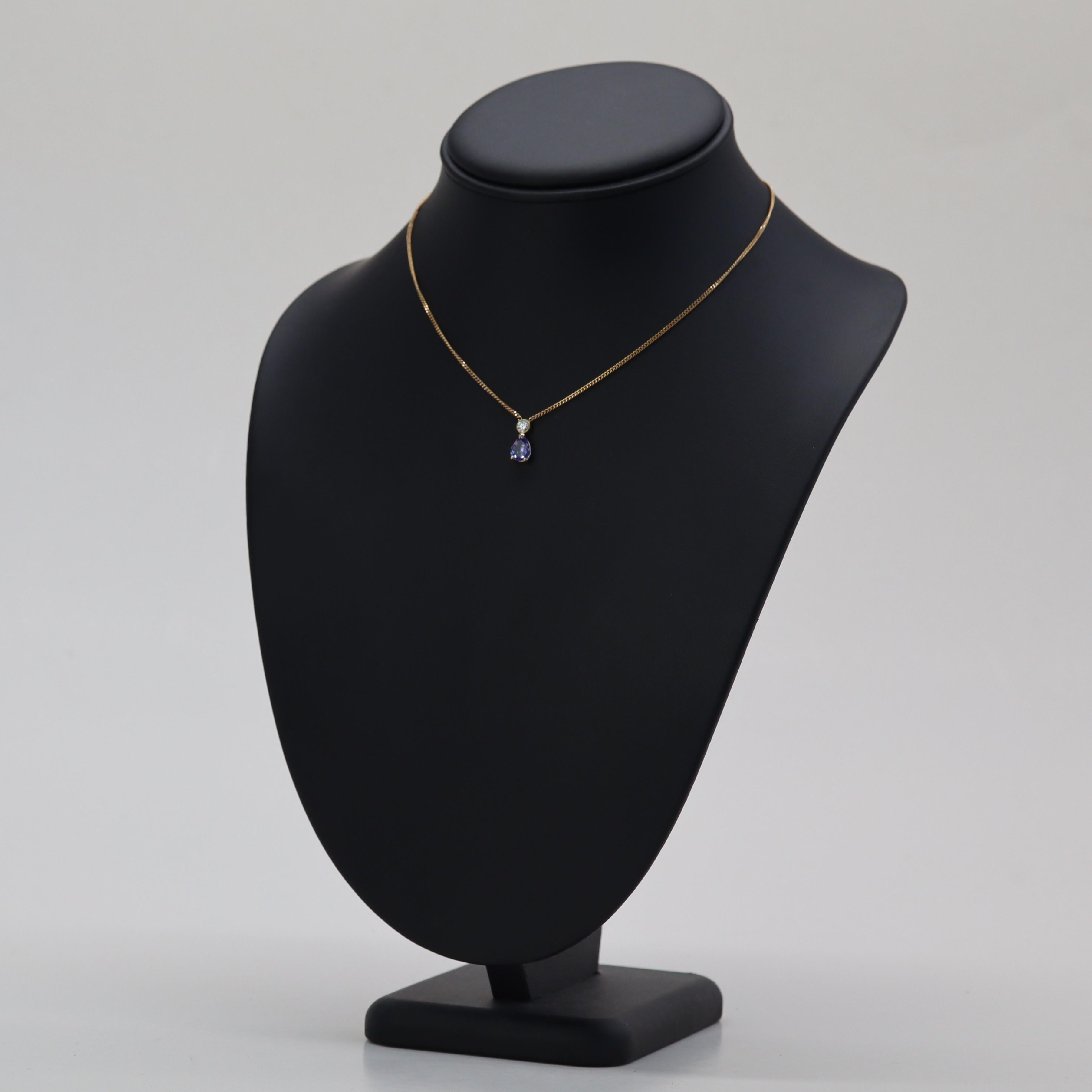 Baume Creation Collier en or jaune 18 carats Tanzanite Diamant en vente 2