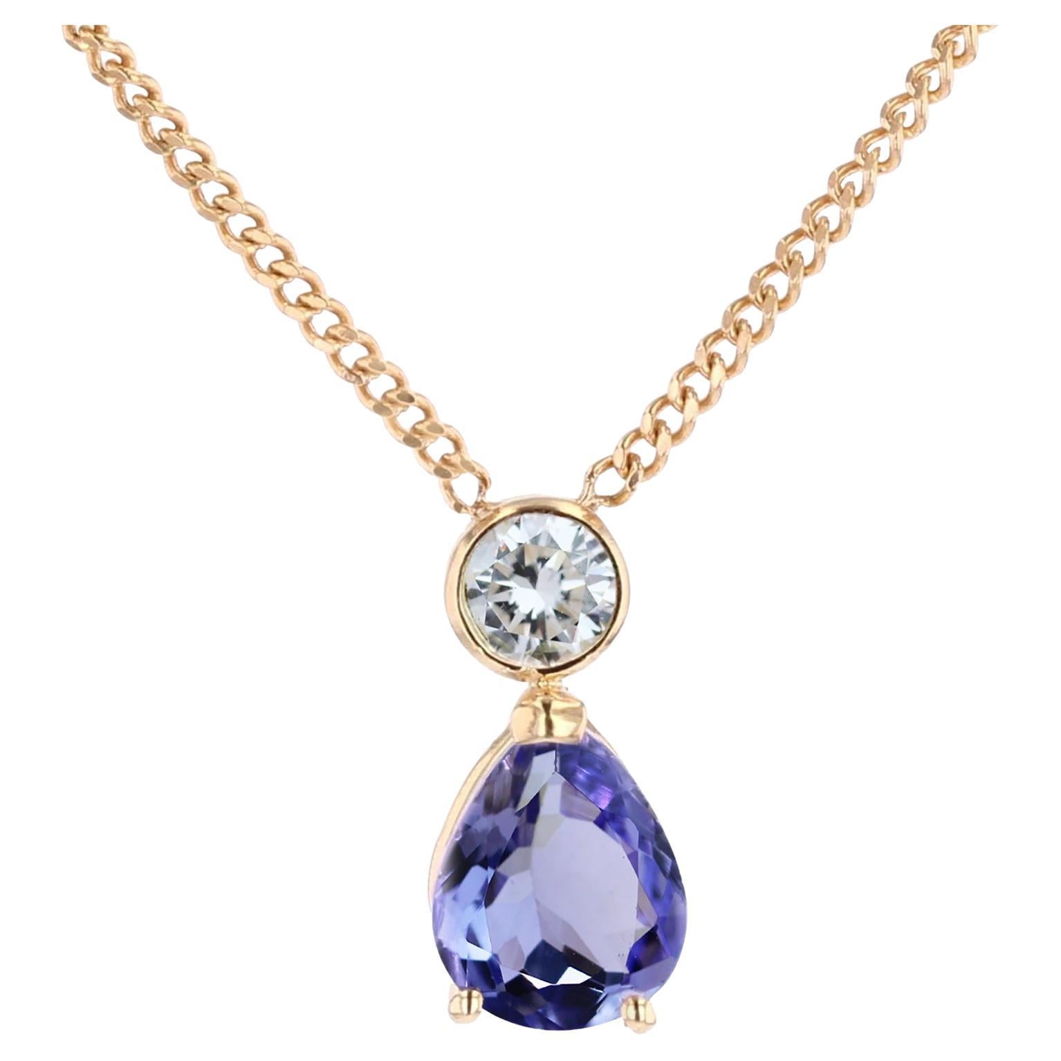 Baume Creation Collier en or jaune 18 carats Tanzanite Diamant en vente