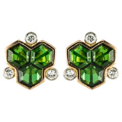 Orecchini con tormalina e diamanti in oro giallo 18 carati Baume Creation