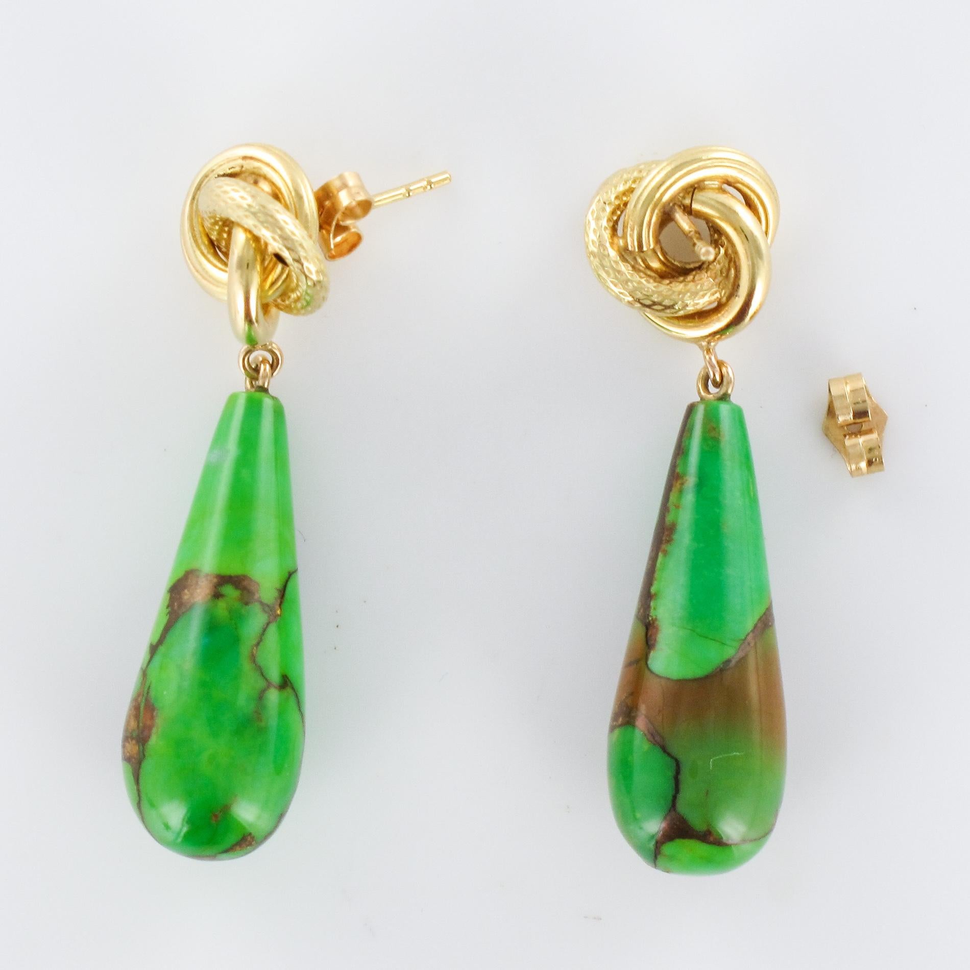Baume Creation Turkmenistan Turquoise 18 Karat Yellow Gold Dangle Earrings 5