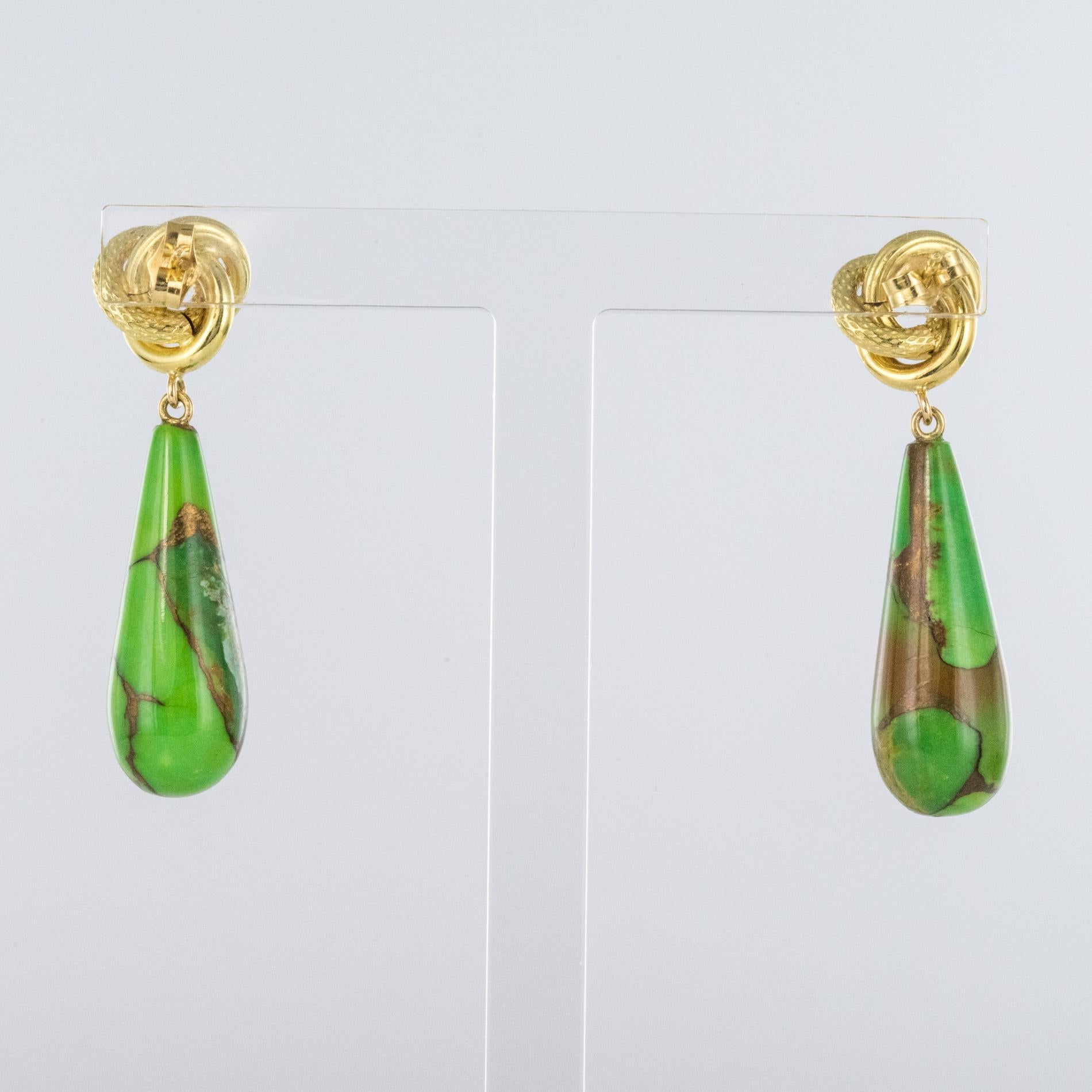Baume Creation Turkmenistan Turquoise 18 Karat Yellow Gold Dangle Earrings 9