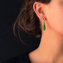 Baume Creation Turkmenistan Türkis-Ohrhänger aus 18 Karat Gelbgold