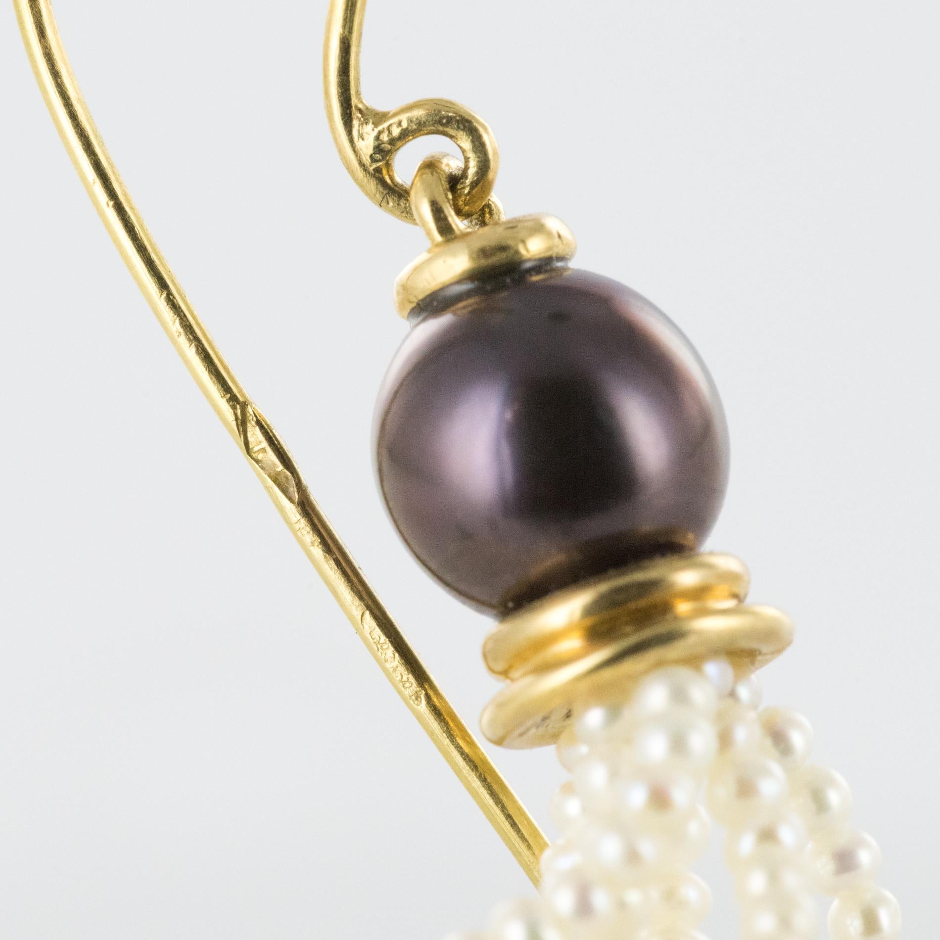 Baume Engraved Emerald Pearl Long Dangle Earrings 10