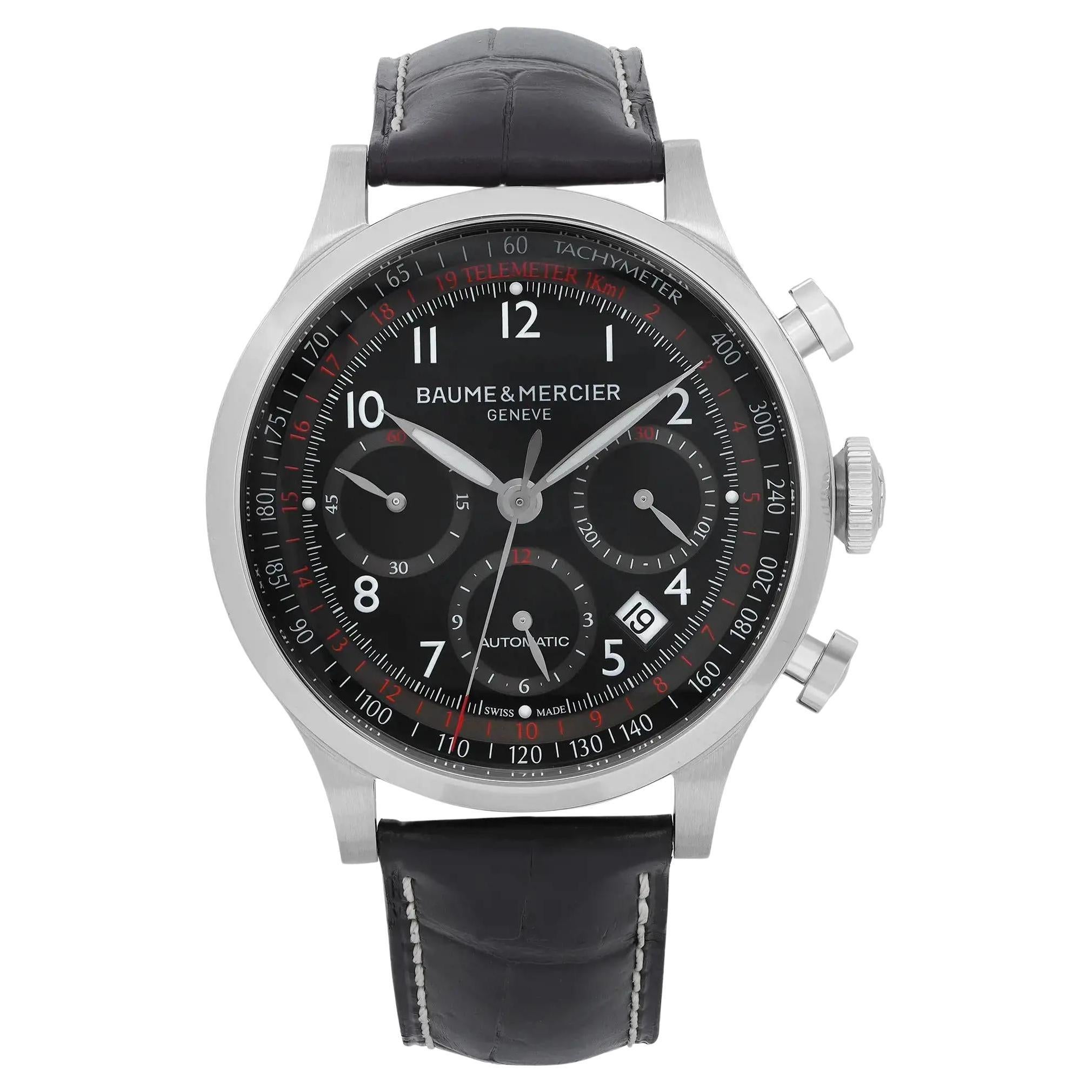 Baume Et Mercier Capeland Chronograph Steel Black Dial Automatic Watch MOA10084
