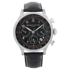 Used Baume Et Mercier Capeland Chronograph Steel Black Dial Automatic Watch MOA10084