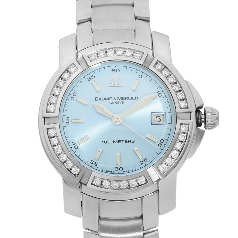 Baume et Mercier Capeland S Stahl-Damenuhr mit blauem Zifferblatt