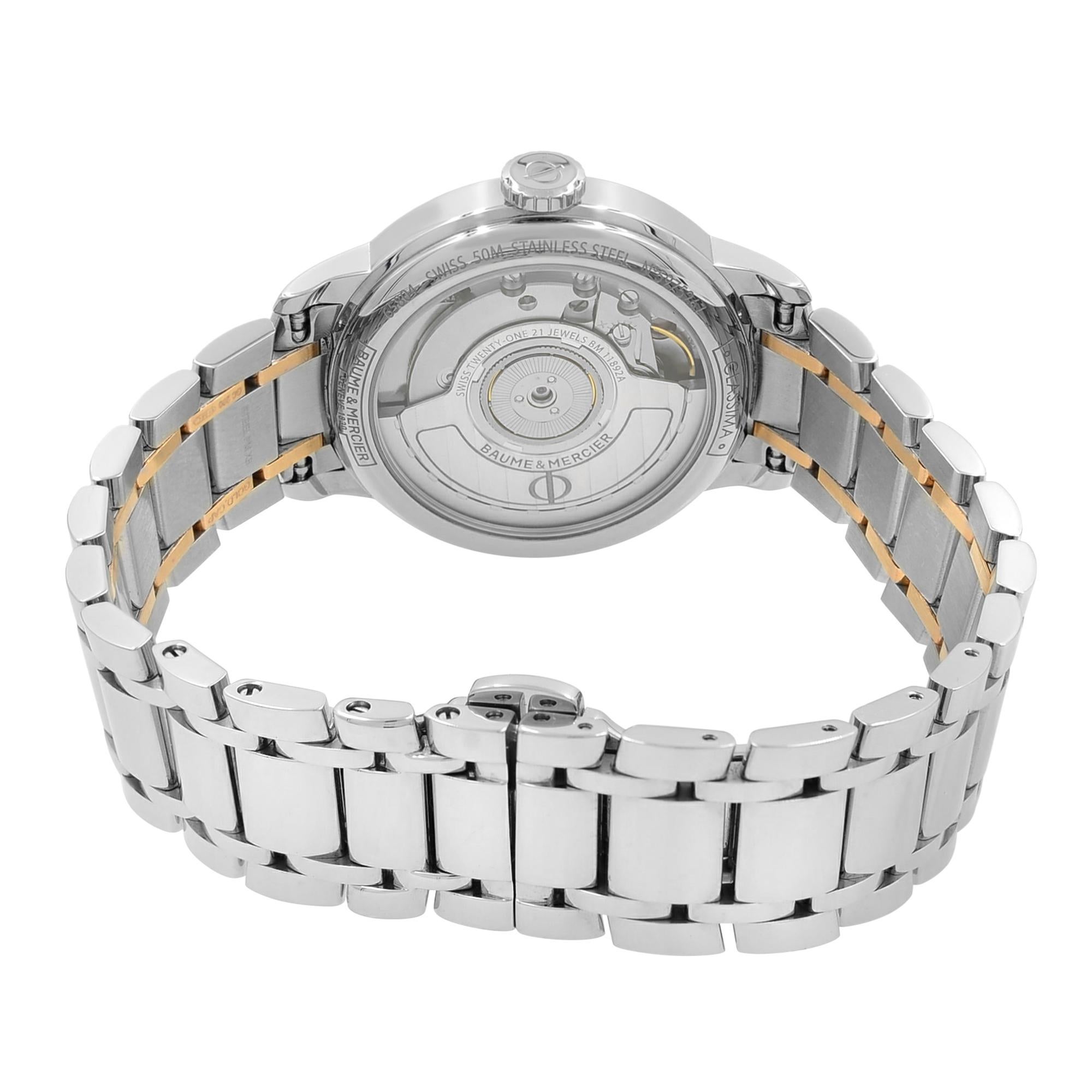 Baume et Mercier Classima Core Two-Tone Steel Automatic Ladies Watch M0A10269 In New Condition In New York, NY