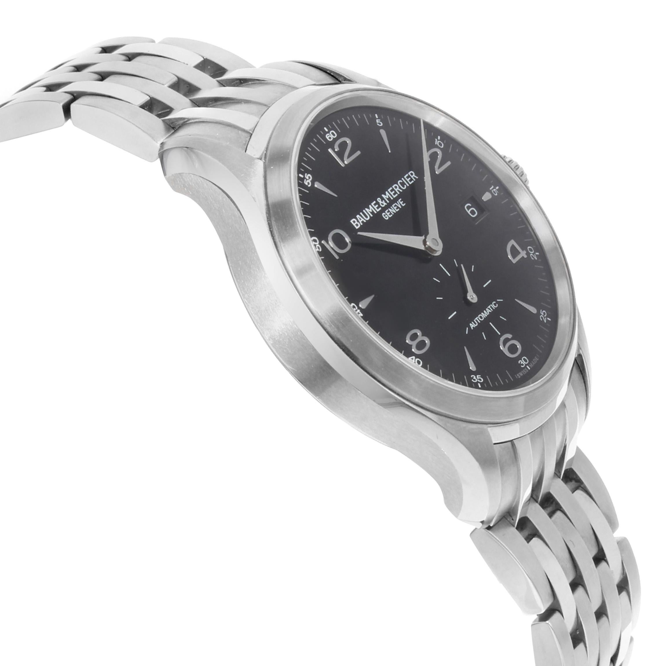 Baume et Mercier Clifton Black Round Dial Steel Automatic Men's Watch MOA10100 1