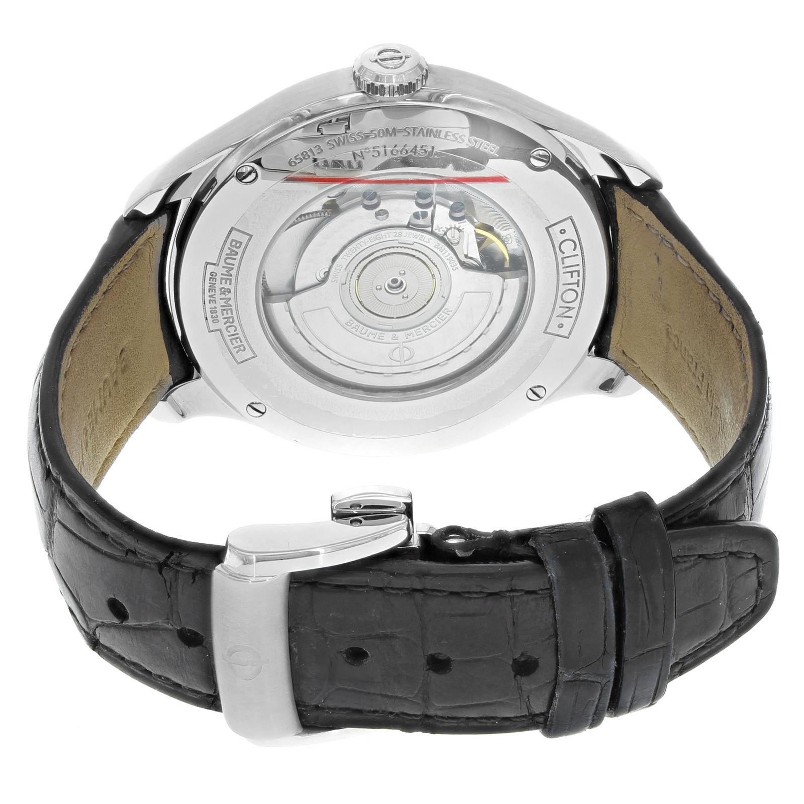Baume et Mercier Clifton Blue Sunray Dial GMT Steel Automatic Men's Watch 10316 1