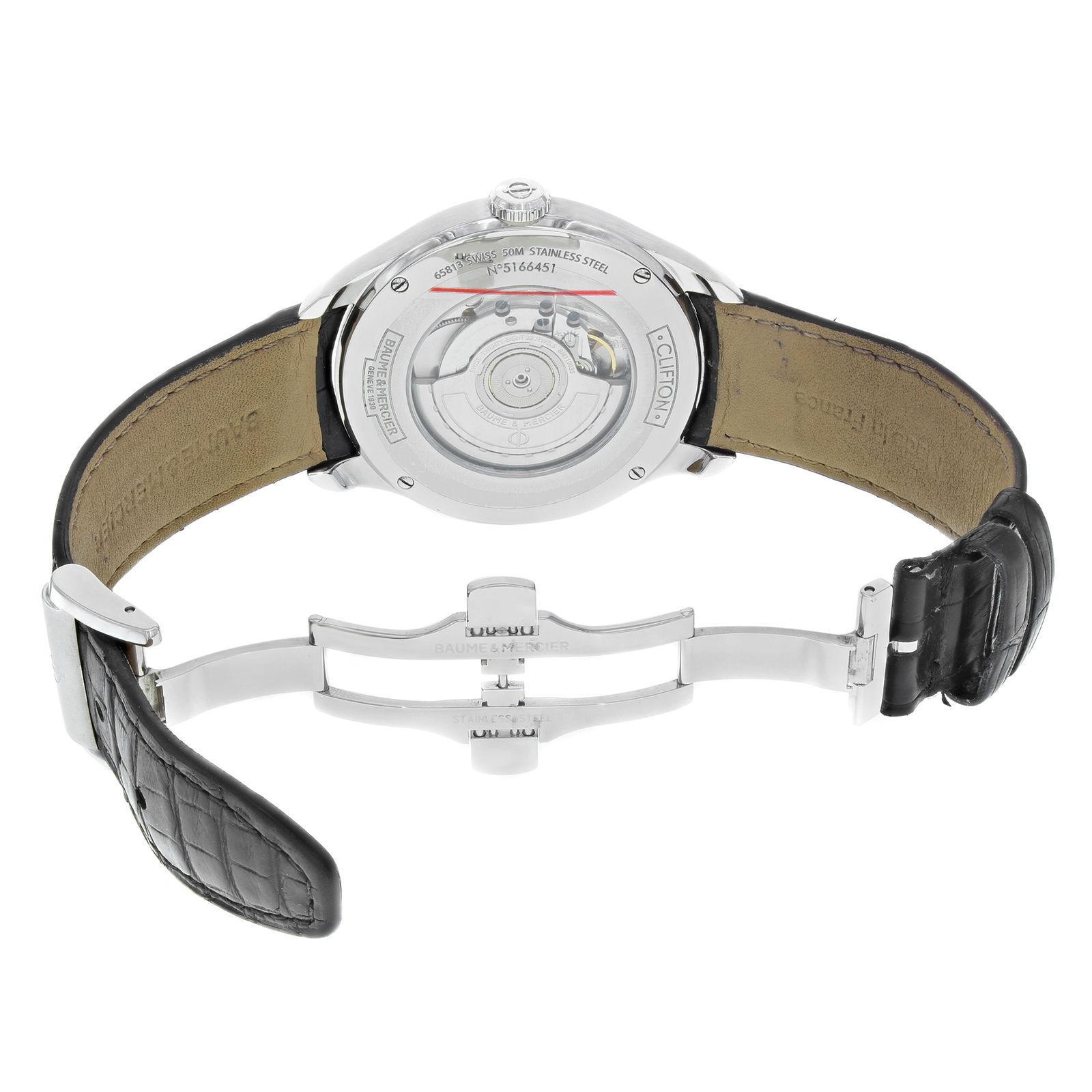 Baume et Mercier Clifton Blue Sunray Dial GMT Steel Automatic Men's Watch 10316 2