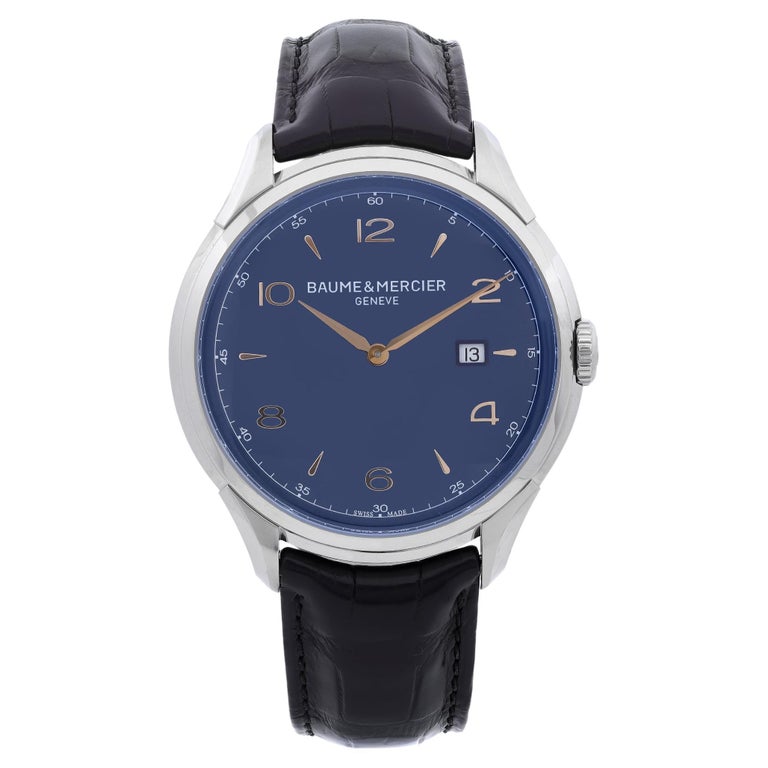 Baume Et Mercier Clifton Date Steel Blue Dial Quartz Mens Watch