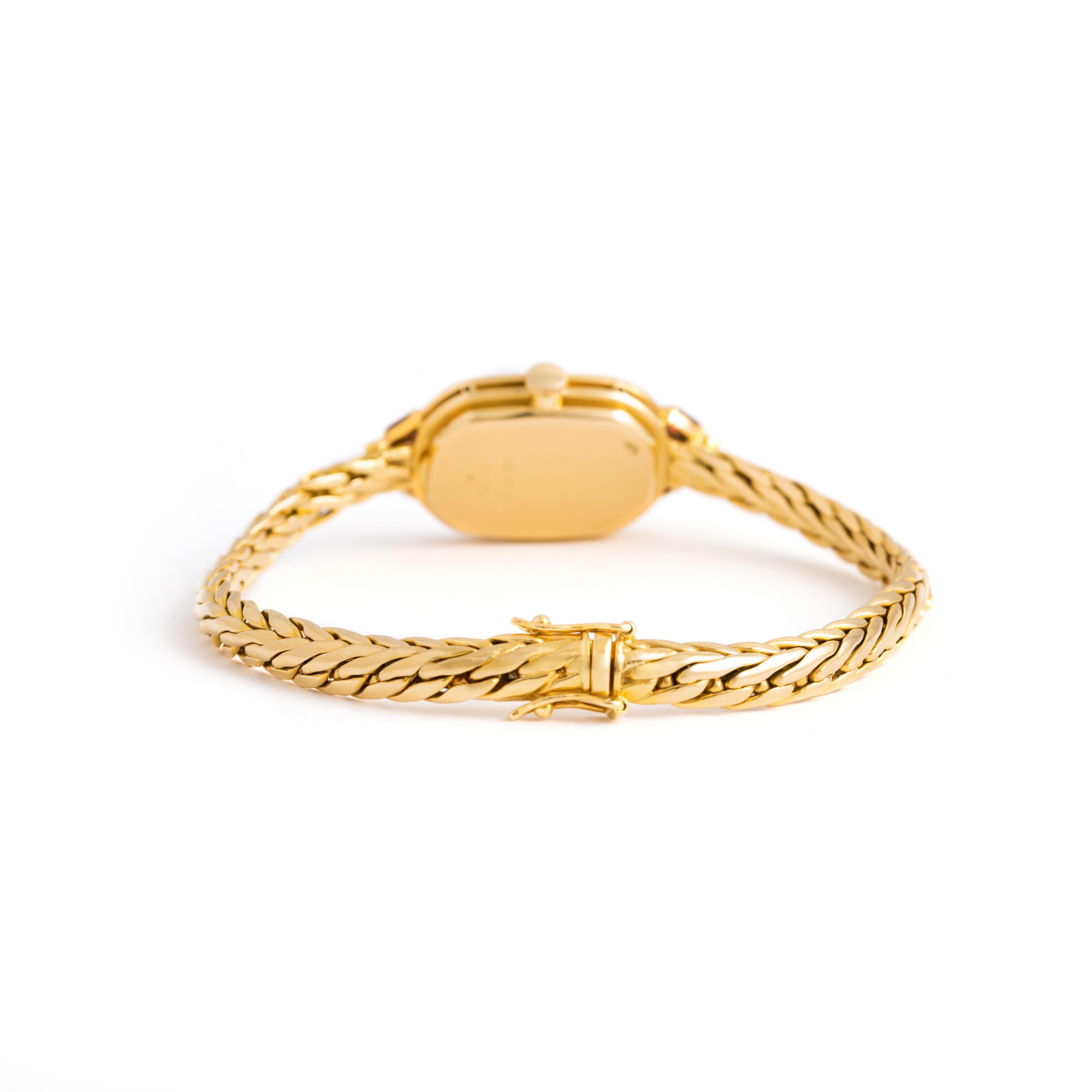 Women's or Men's Baume Et Mercier Diamond Ruby 18k Yellow Gold Wristwatch