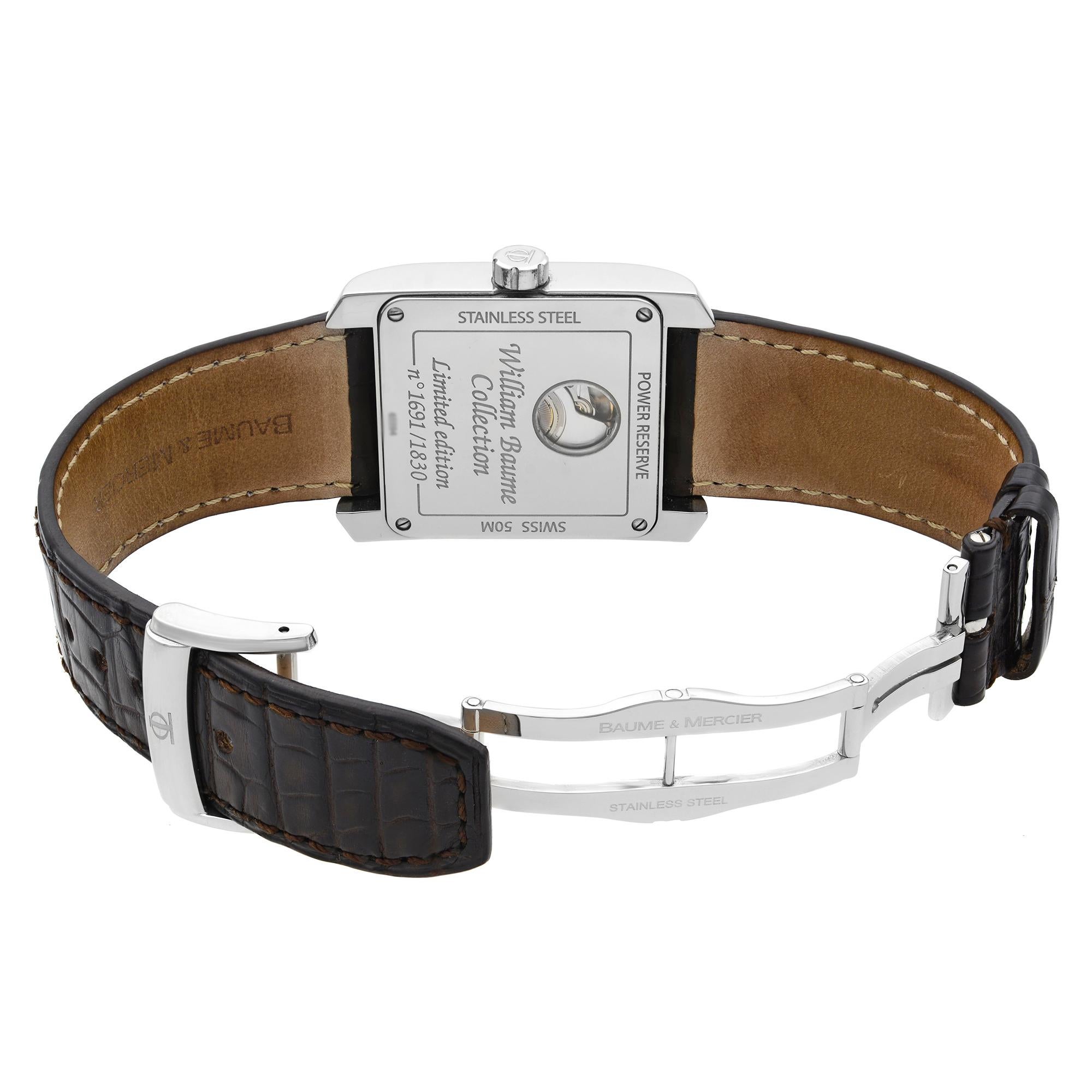 Baume et Mercier Hampton Classic Square Day-Date Silver Dial Men's Watch 8757 1