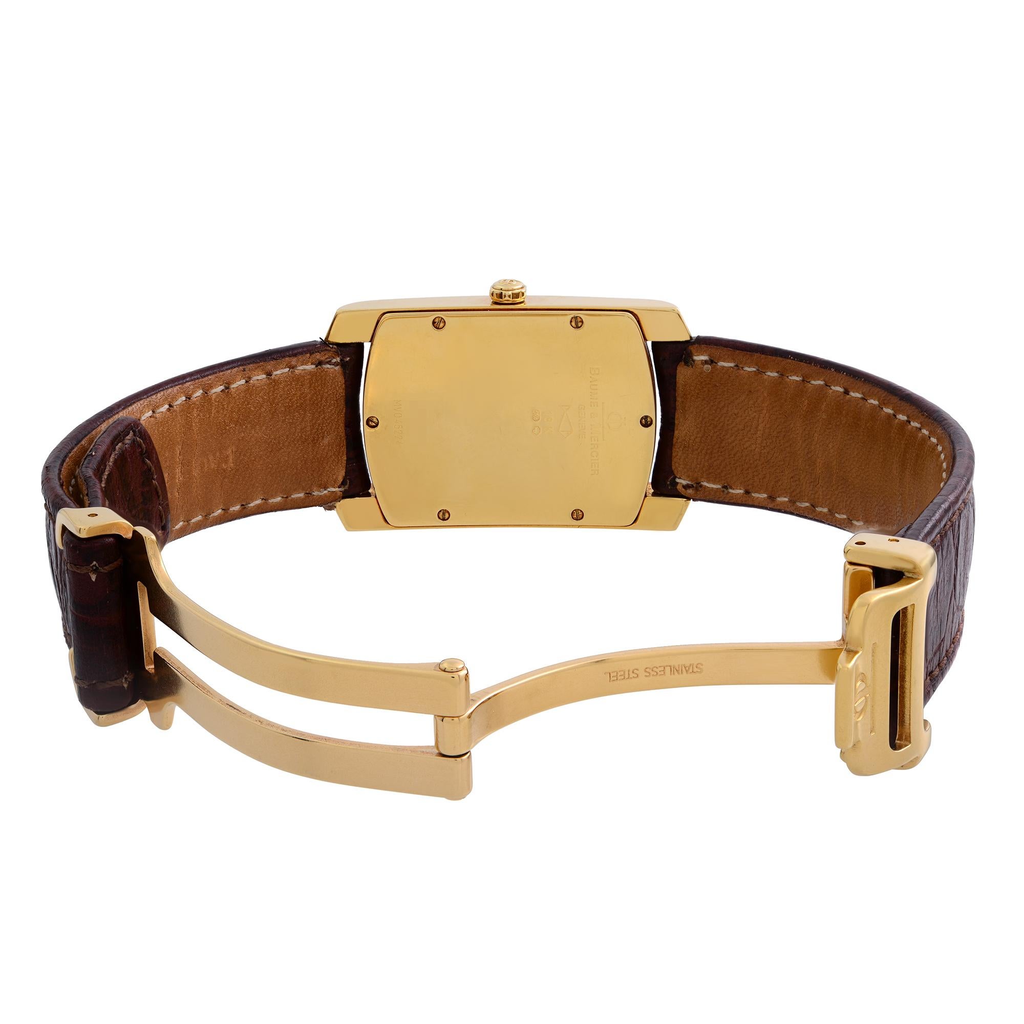 Baume et Mercier Hampton Milleis 18k Gold Silber Zifferblatt Quarz Herrenuhr MVO45224 3