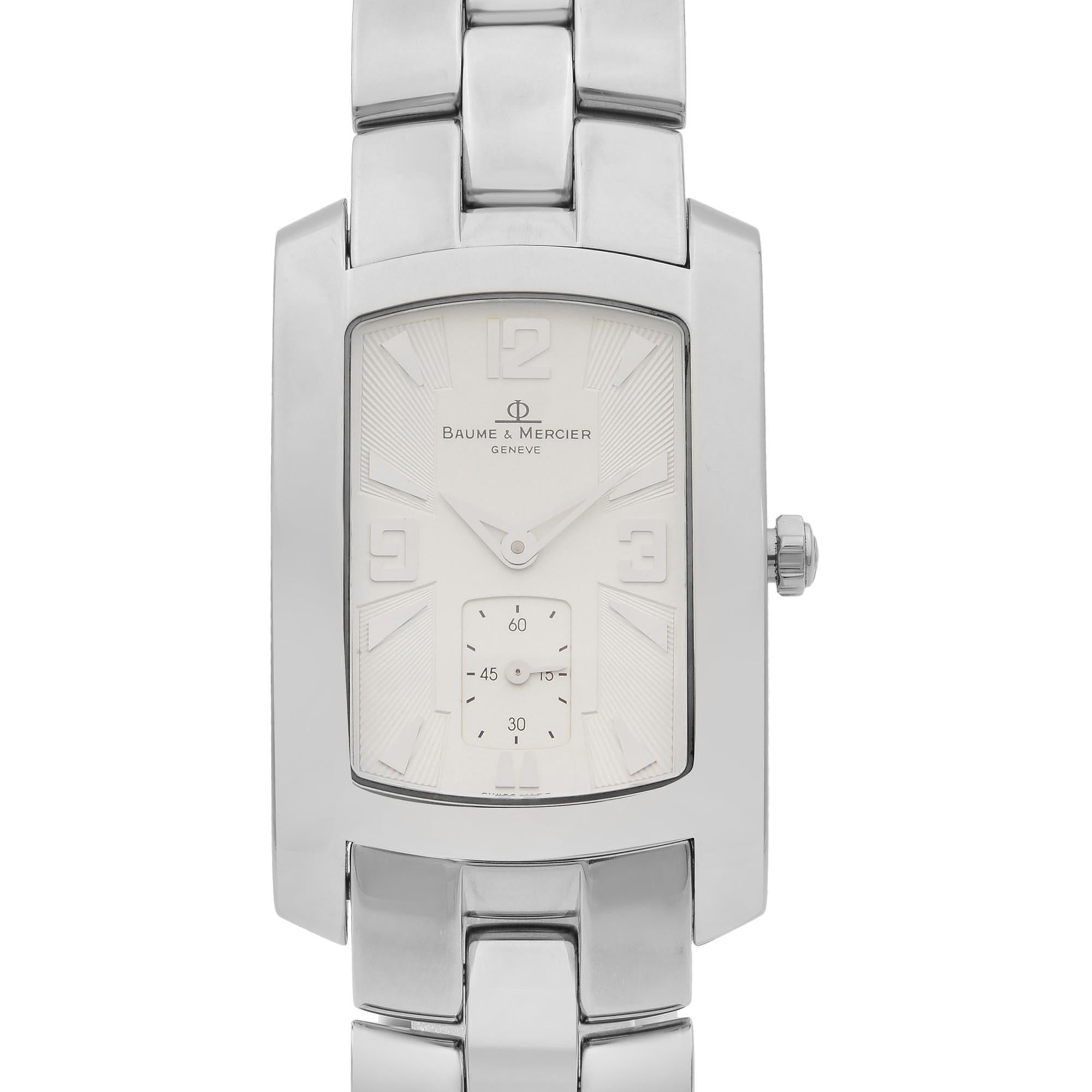 This pre-owned Baume et Mercier Hampton  M0A08014 is a beautiful men's timepiece that is powered by quartz (battery) movement which is cased in a stainless steel case. It has a  rectangle shape face, small seconds subdial dial and has hand arabic