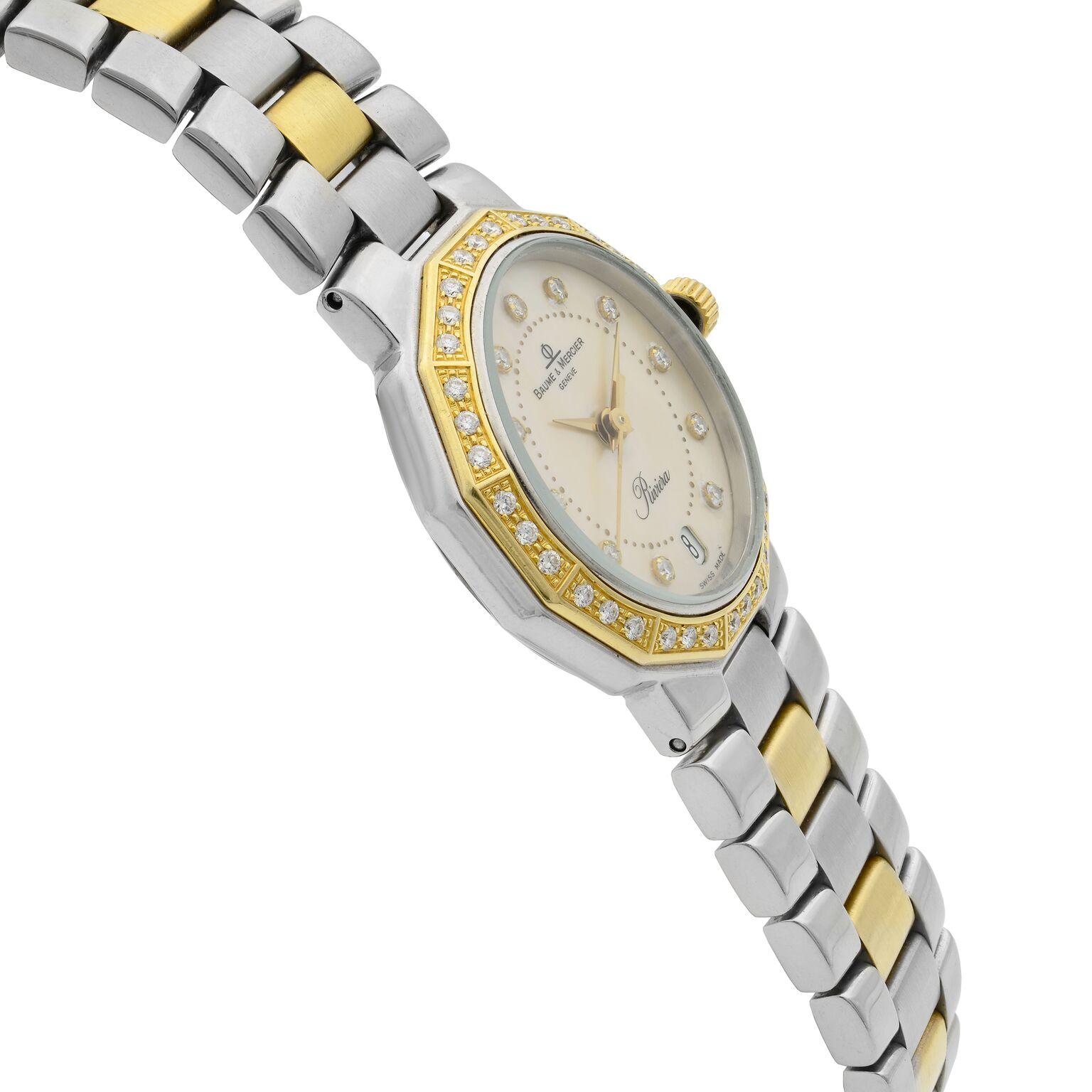 Baume et Mercier Riviera zweifarbig Stahl Diamant MOP Damen Quarzuhr 5231 1