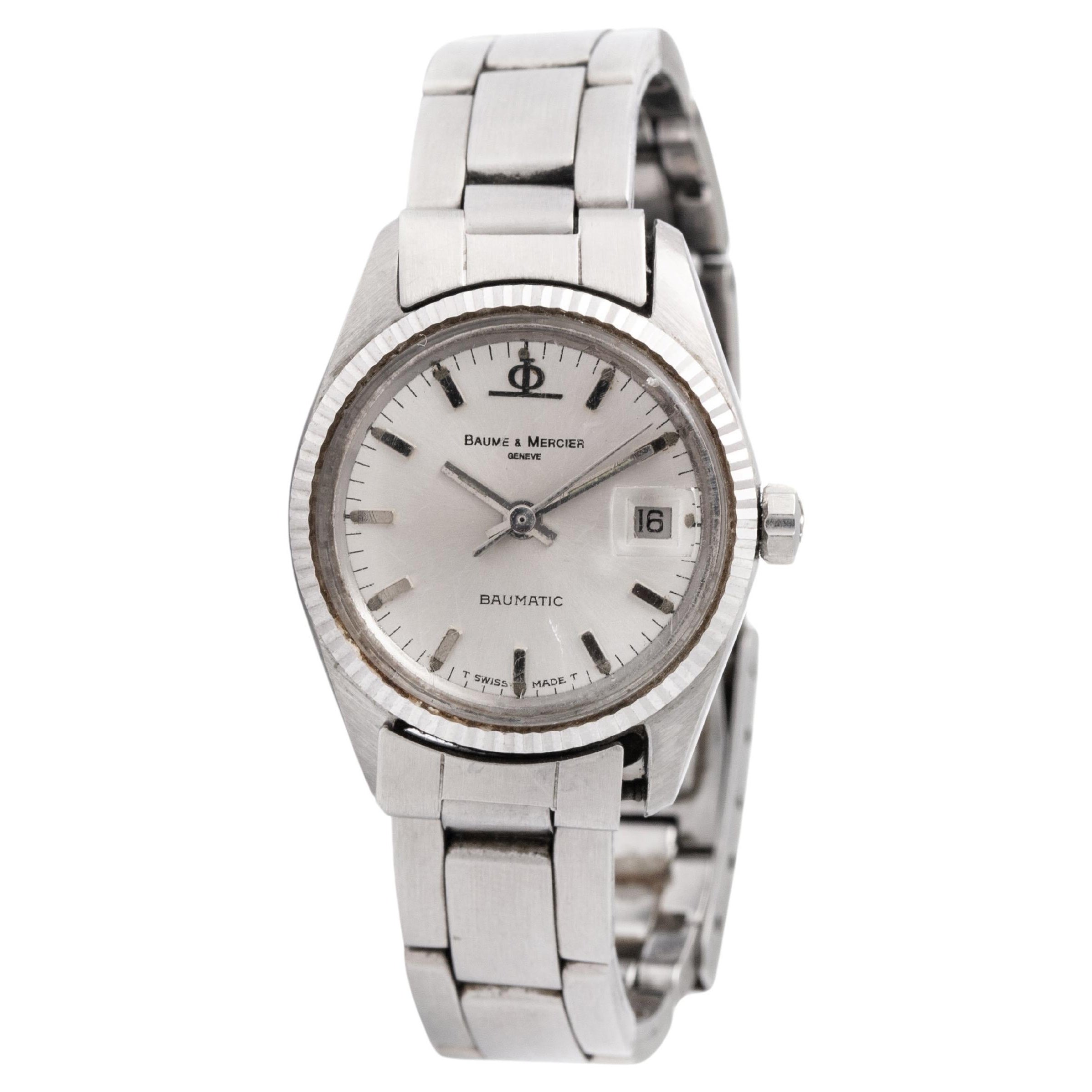Baume et Mercier, montre-bracelet vintage Baumatic en acier inoxydable