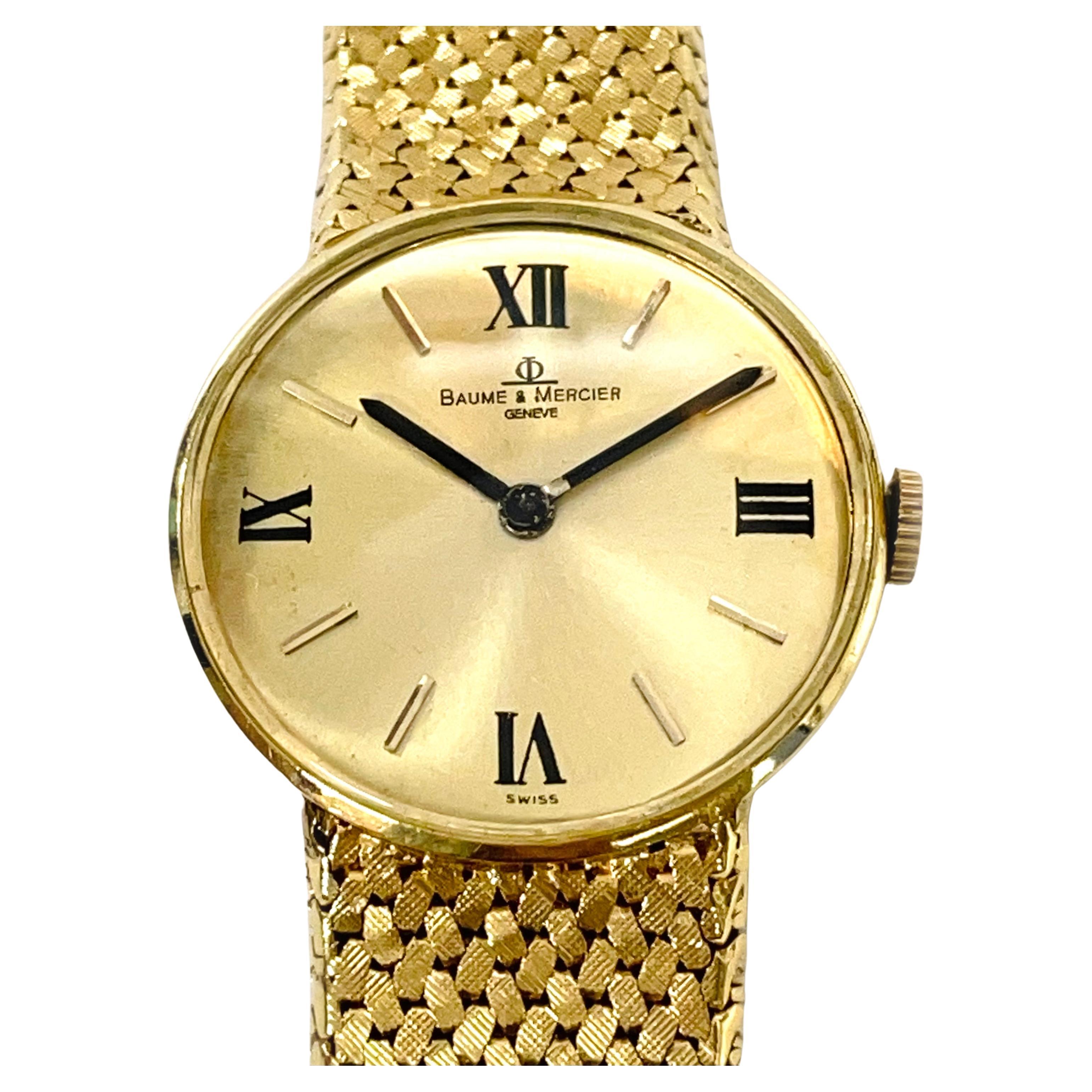 Baume et Mercier Yellow Gold Men's Wristwatch For Sale