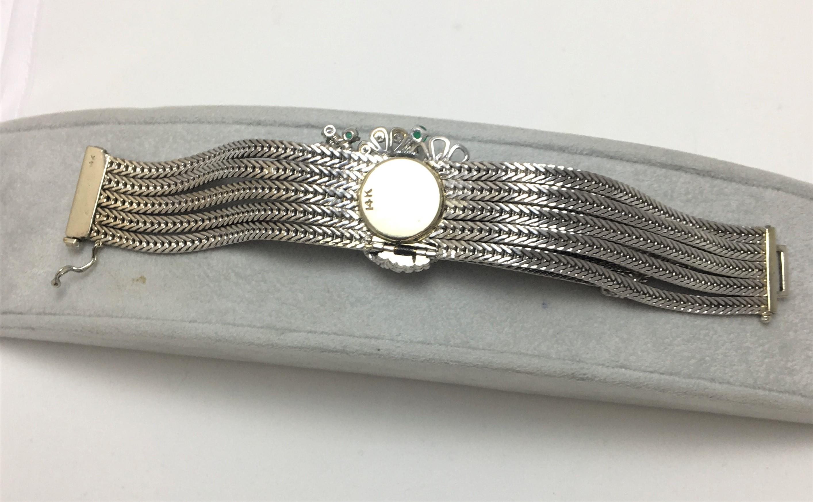 Taille ronde Baume & Mercier Montre bracelet vintage en émeraude et diamants