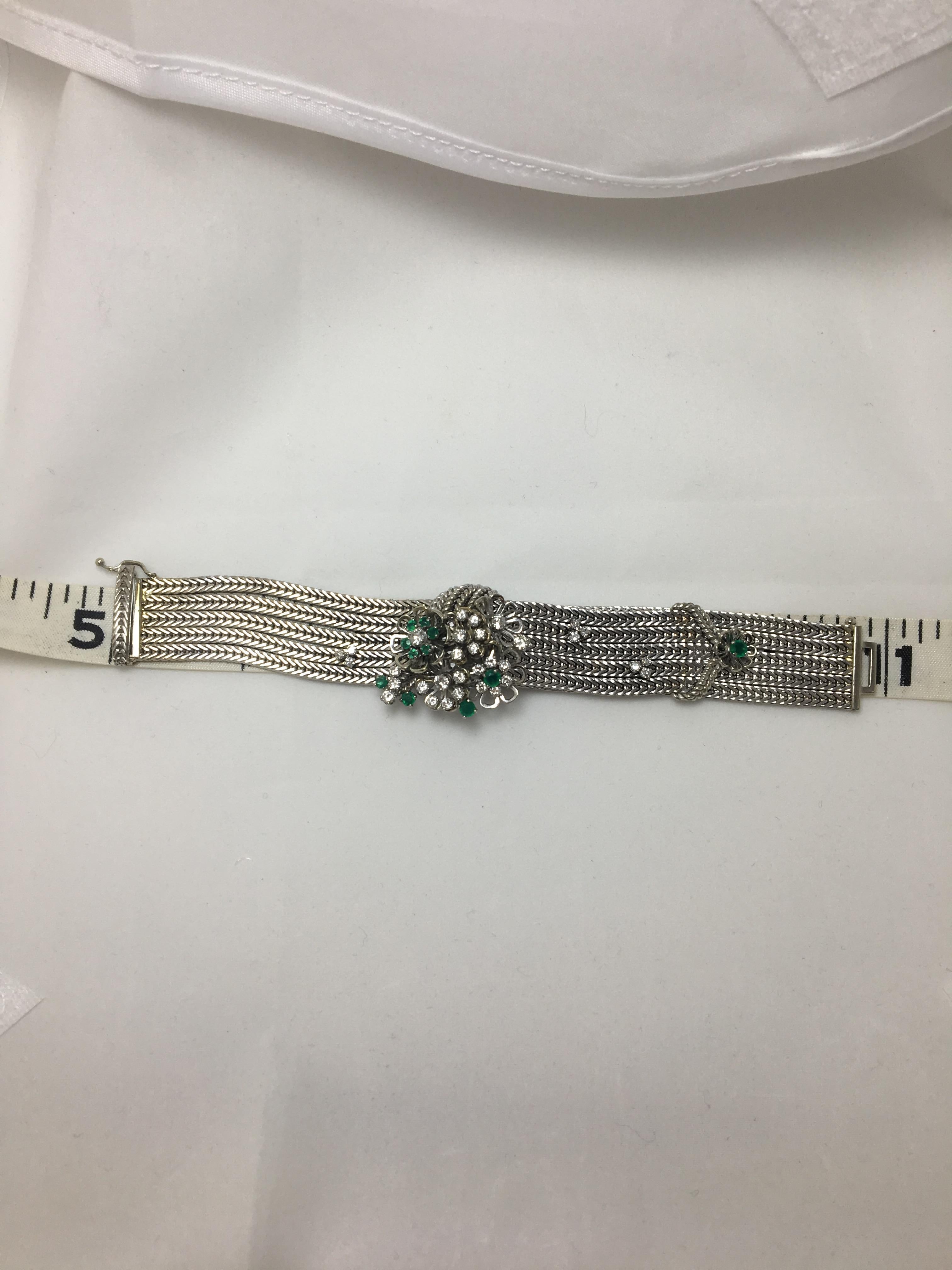 Women's or Men's Baume & Mercier Vintage Emerald and Diamond Bracelet Watch