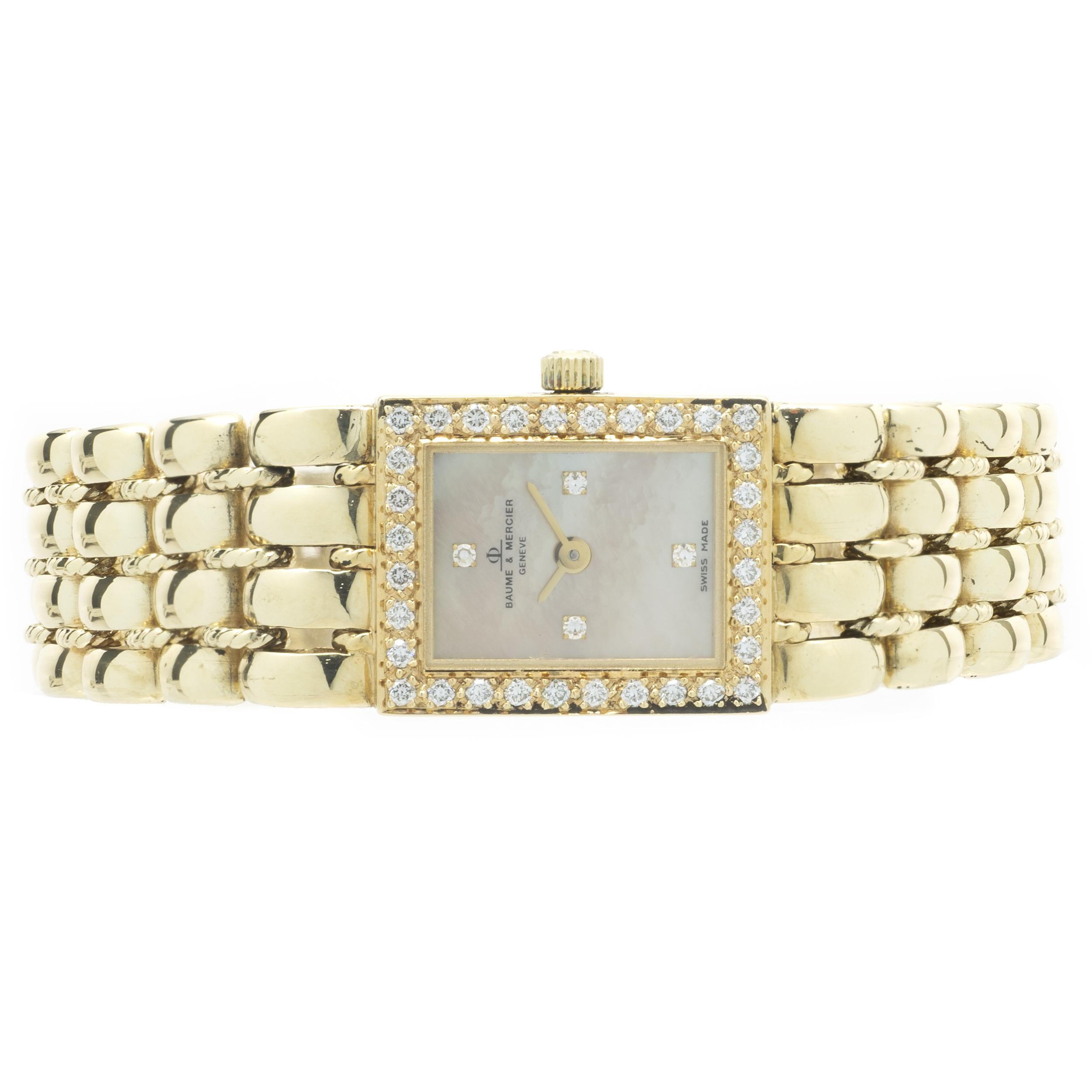 Movement: quartz
Function: hours, minutes
Case: 18.5 X 15mm 14K yellow gold rectangular case, diamond bezel
Band: 14K yellow gold panther link bracelet 
Dial: pink mother of pearl diamond dial
Serial # 7XXX
Reference # 2081774


Complete with