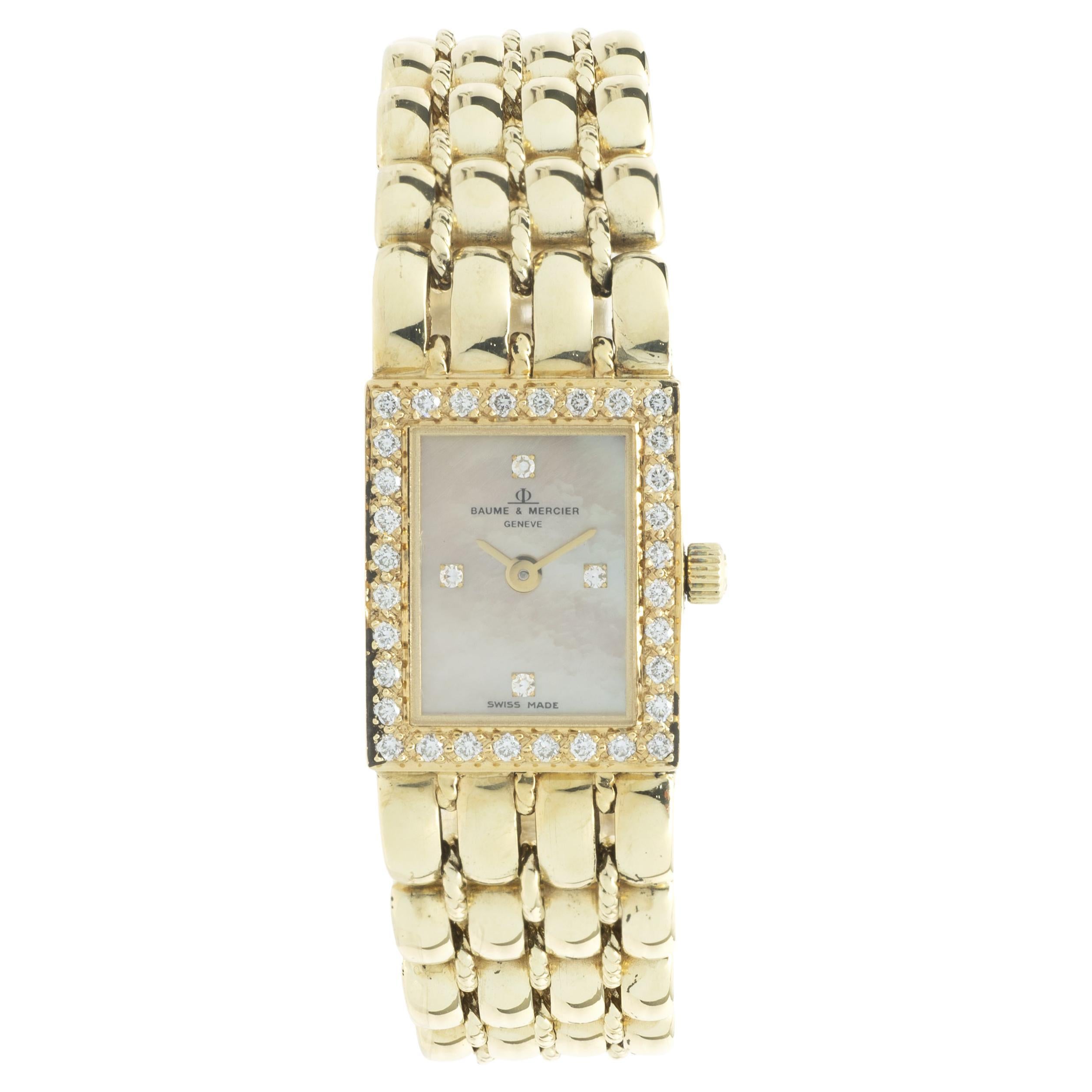 Baume & Mercier 14 Karat Yellow Gold Ladies Diamond Dress Watch
