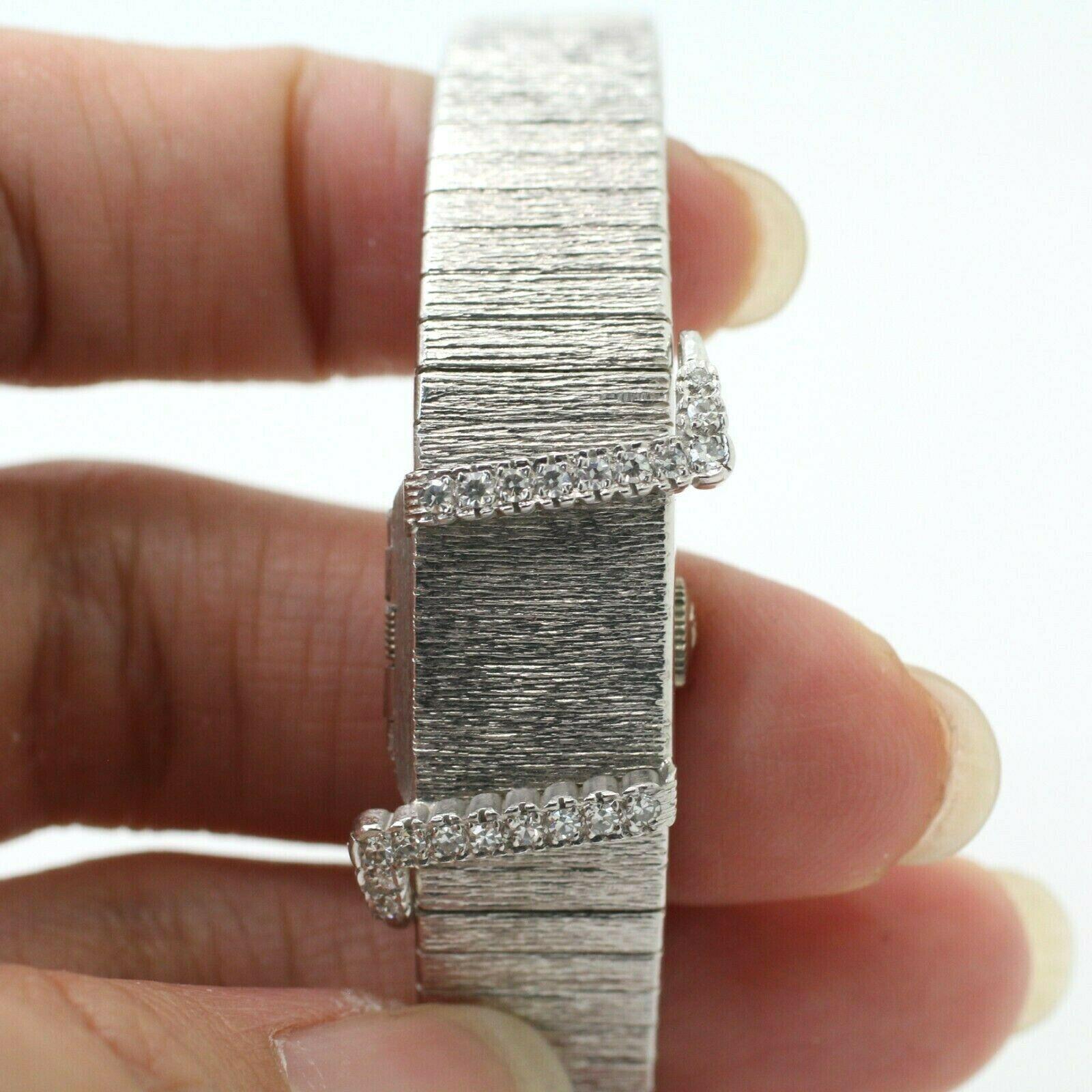 Baume & Mercier 14k White Gold Diamond Watch Bracelet In Excellent Condition In Los Angeles, CA