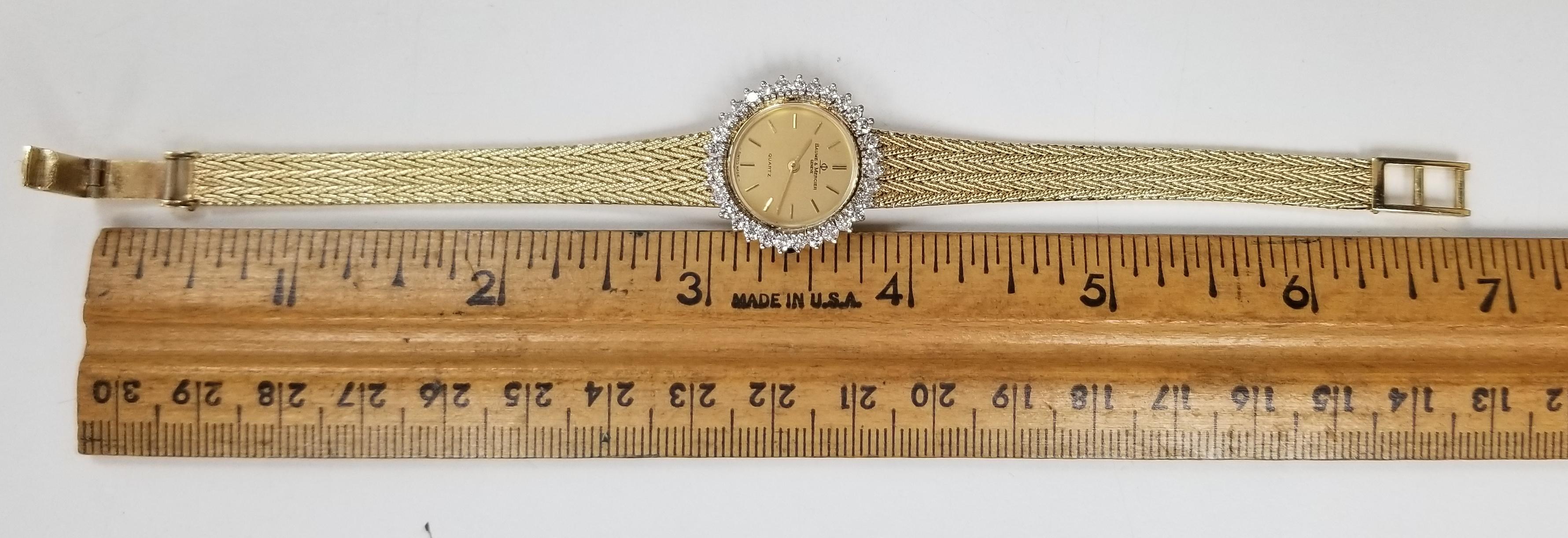Baume & Mercier 14 Karat Yellow Gold and Diamond Watch 1