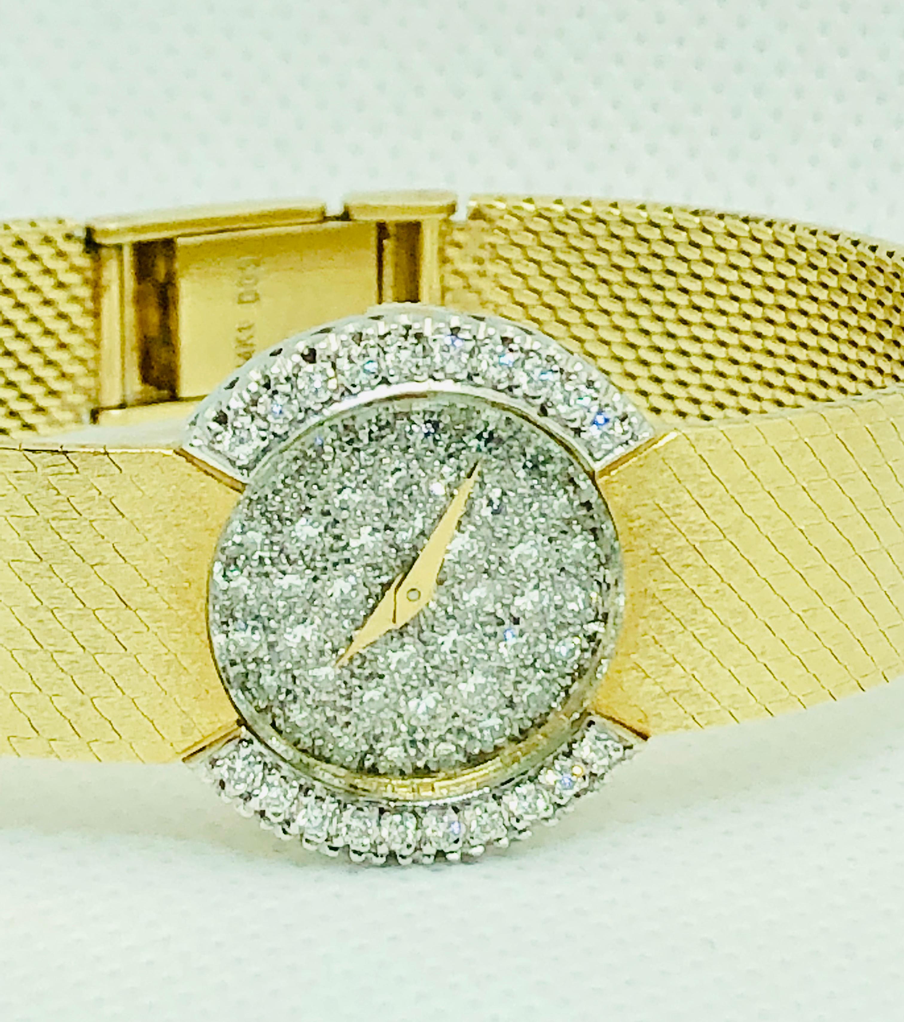 Baume & Mercier 14 Karat Yellow Gold and Diamond Vintage Ladies Watch 1